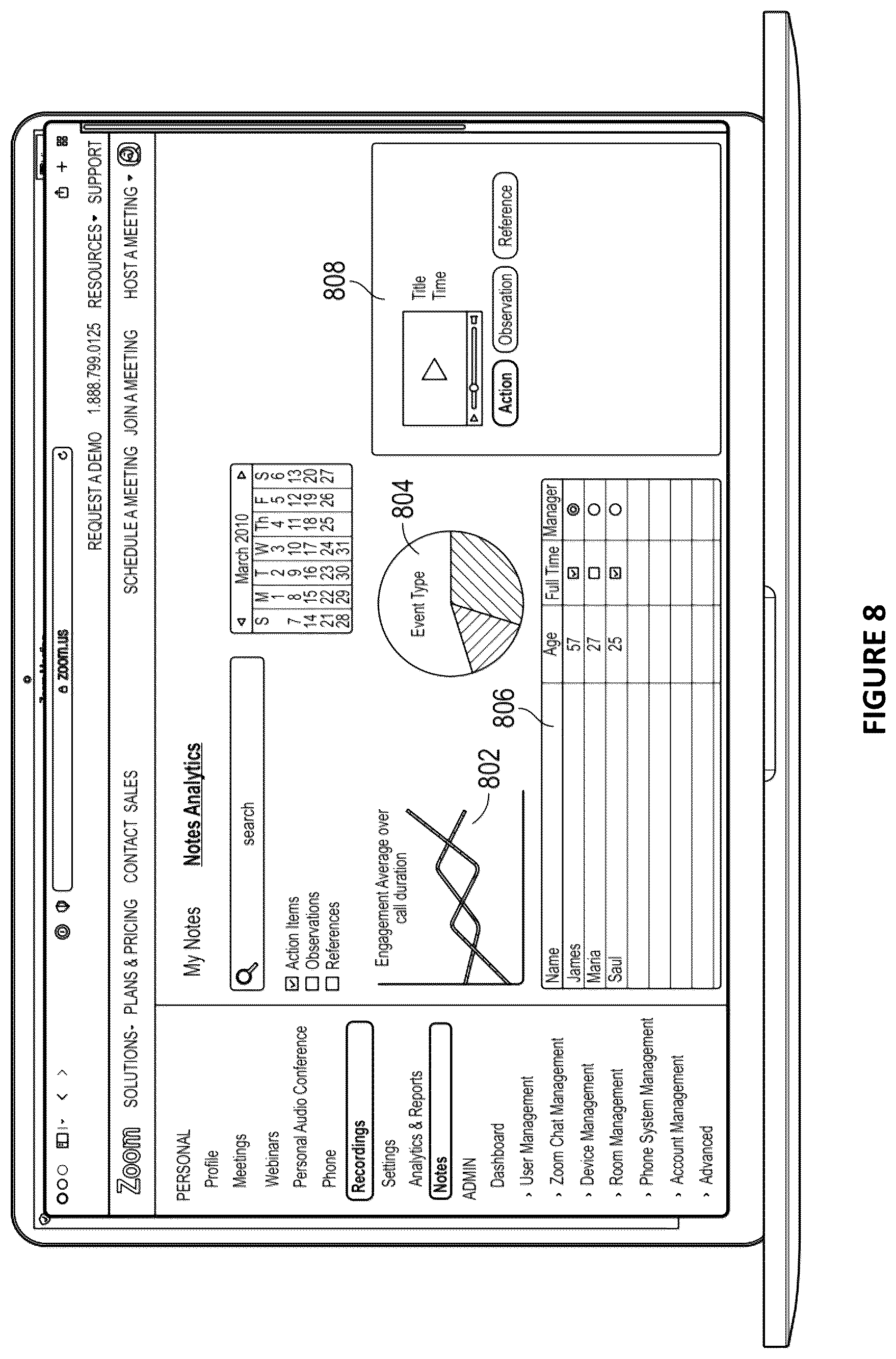 Patent US12615303 Figure 10 – Note capture via participant devices in communication sessions
