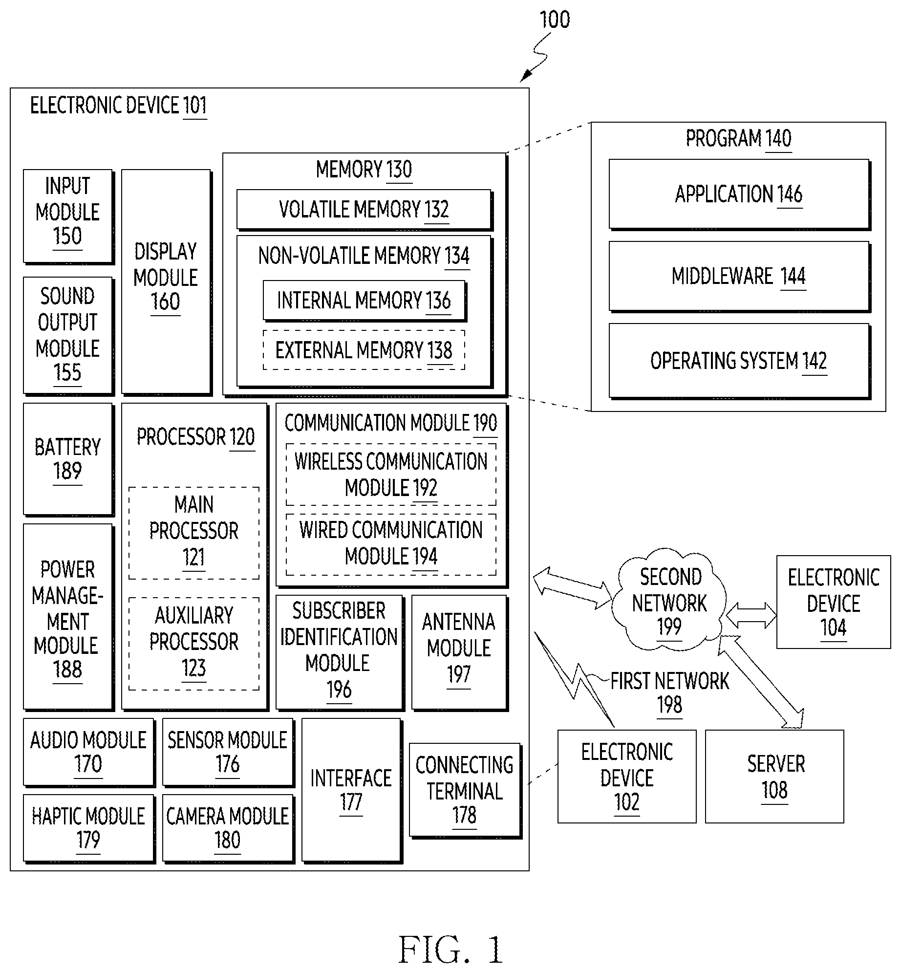 Patent US12615324 Figure 1 – Electronic device including antenna