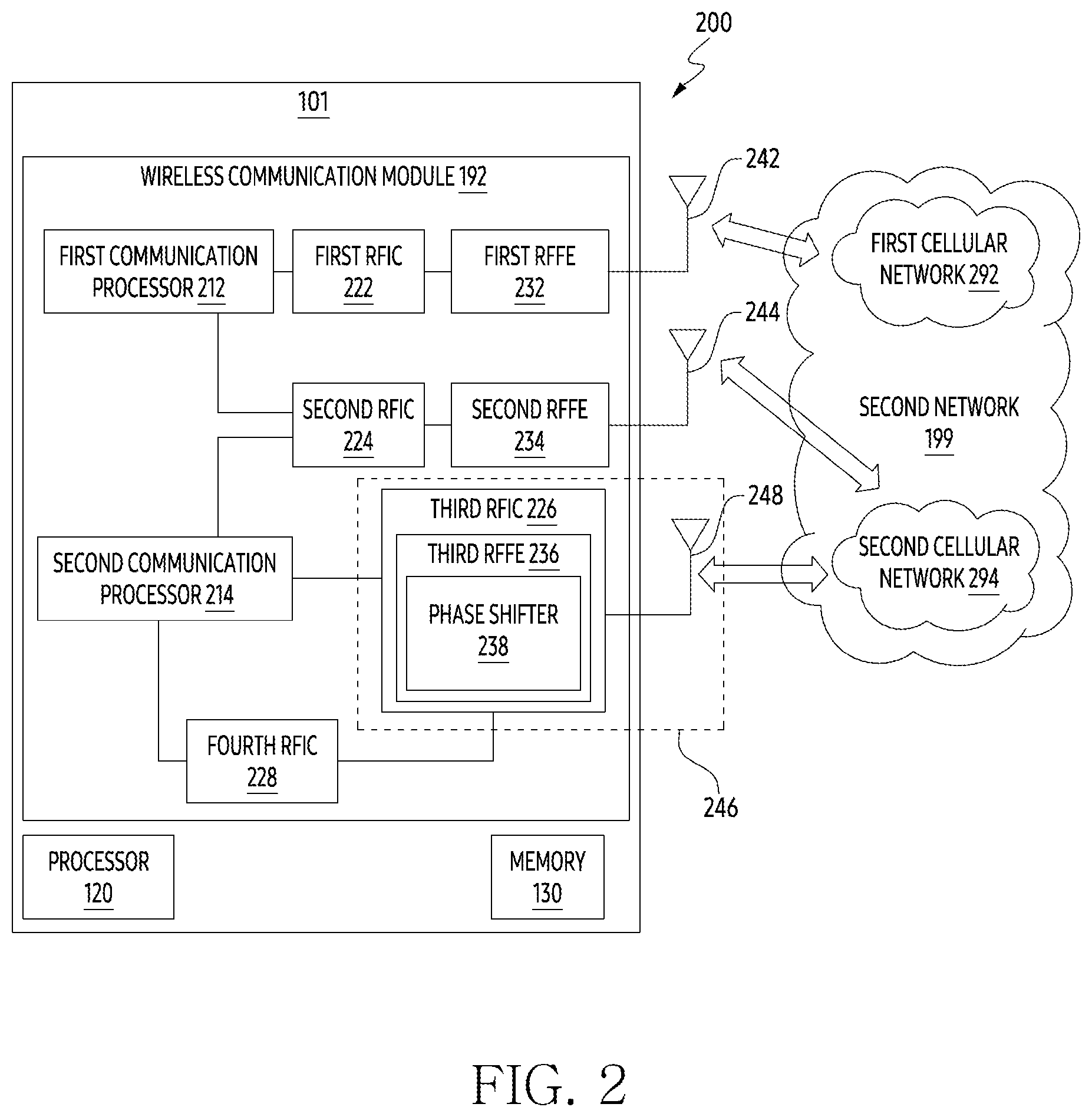 Patent US12615324 Figure 2 – Electronic device including antenna