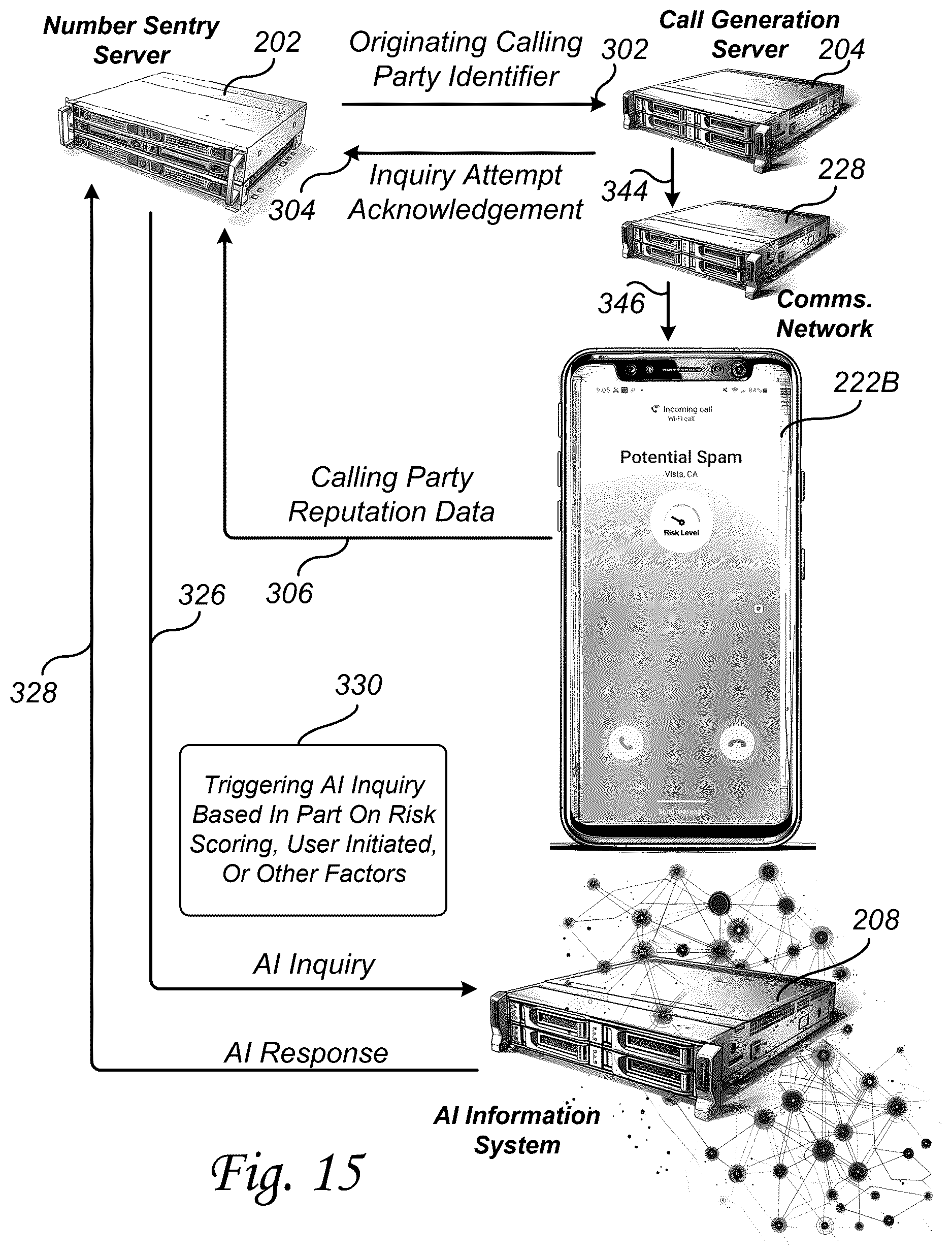 Patent US12615334 Figure 15 – Systems and methods for allocating originating calling party identifiers across telecommunications service boundaries