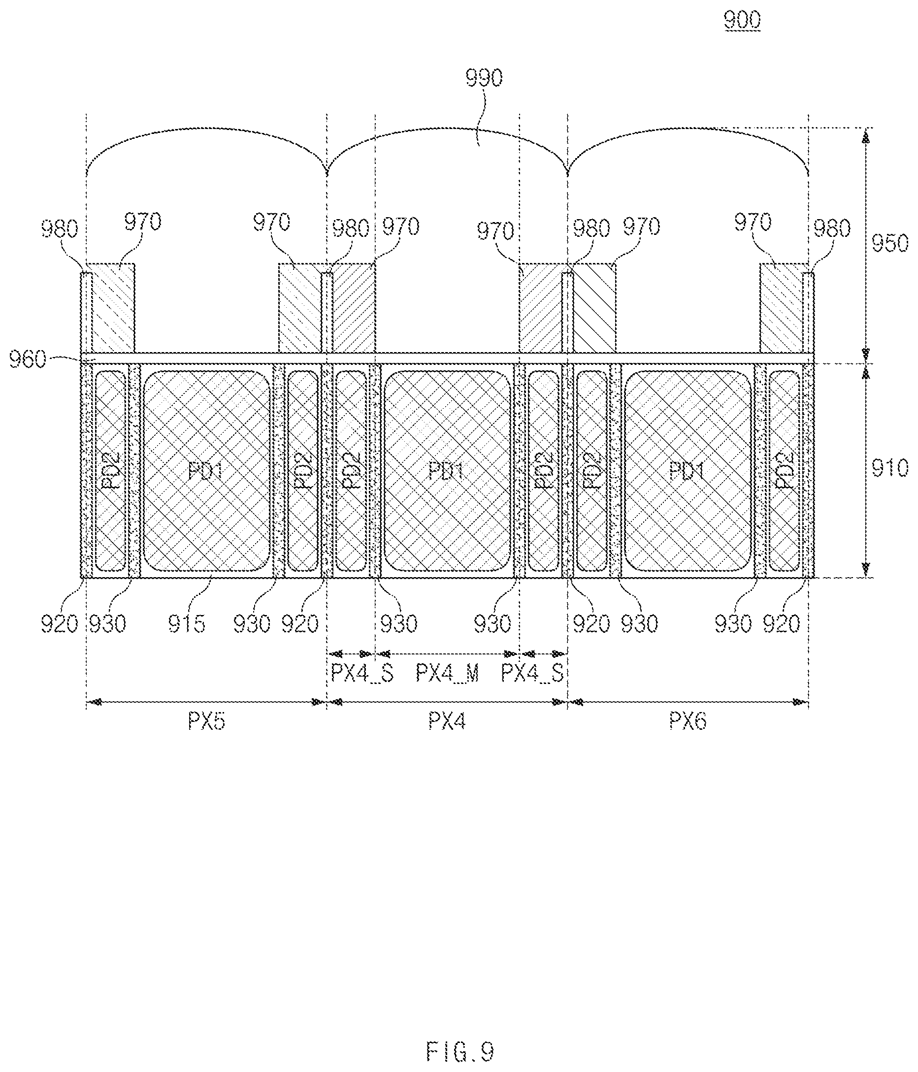 Patent US12615445 Figure 9 – Image sensing device including different types of sub-pixels and imaging device including the same
