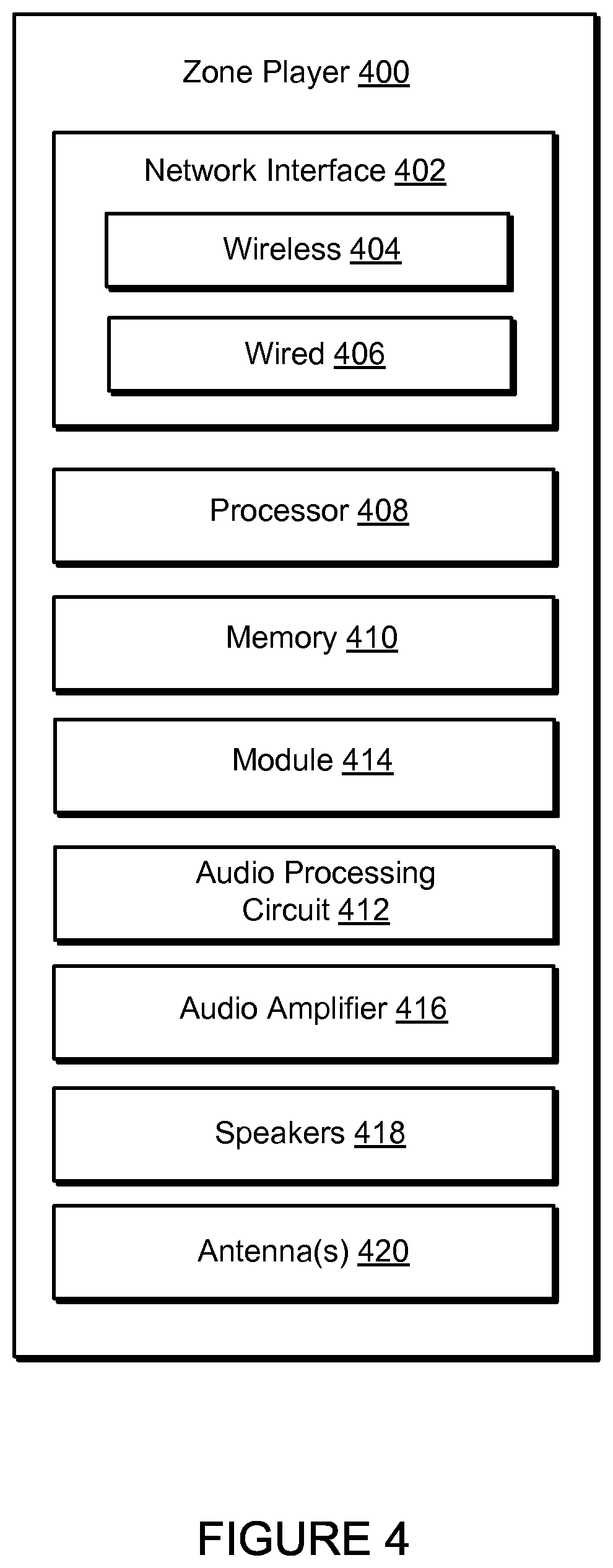 Patent US12615484 Figure 4 – Network device for media playback