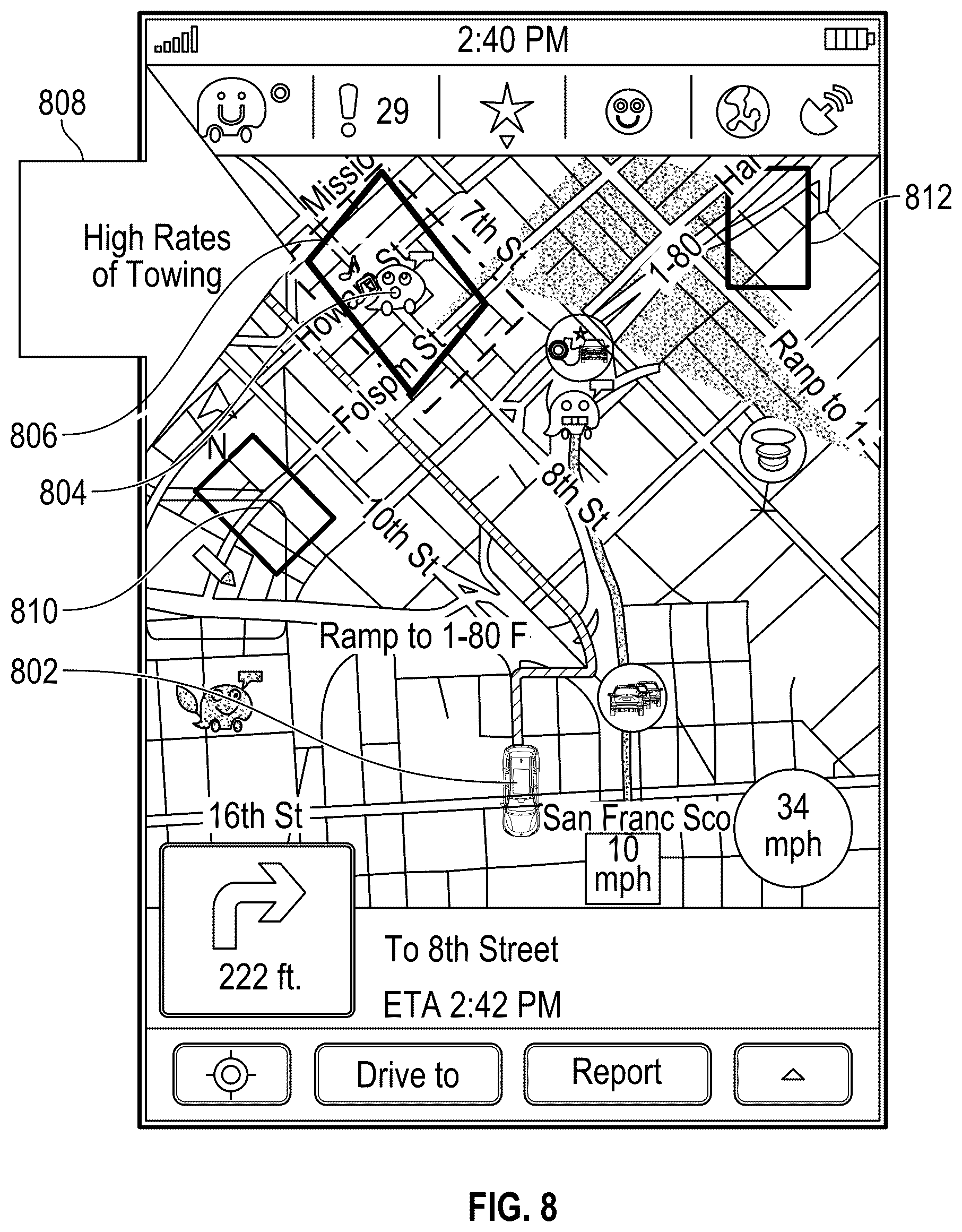Patent US12615496 Figure 8 – Systems and methods for towing avoidance