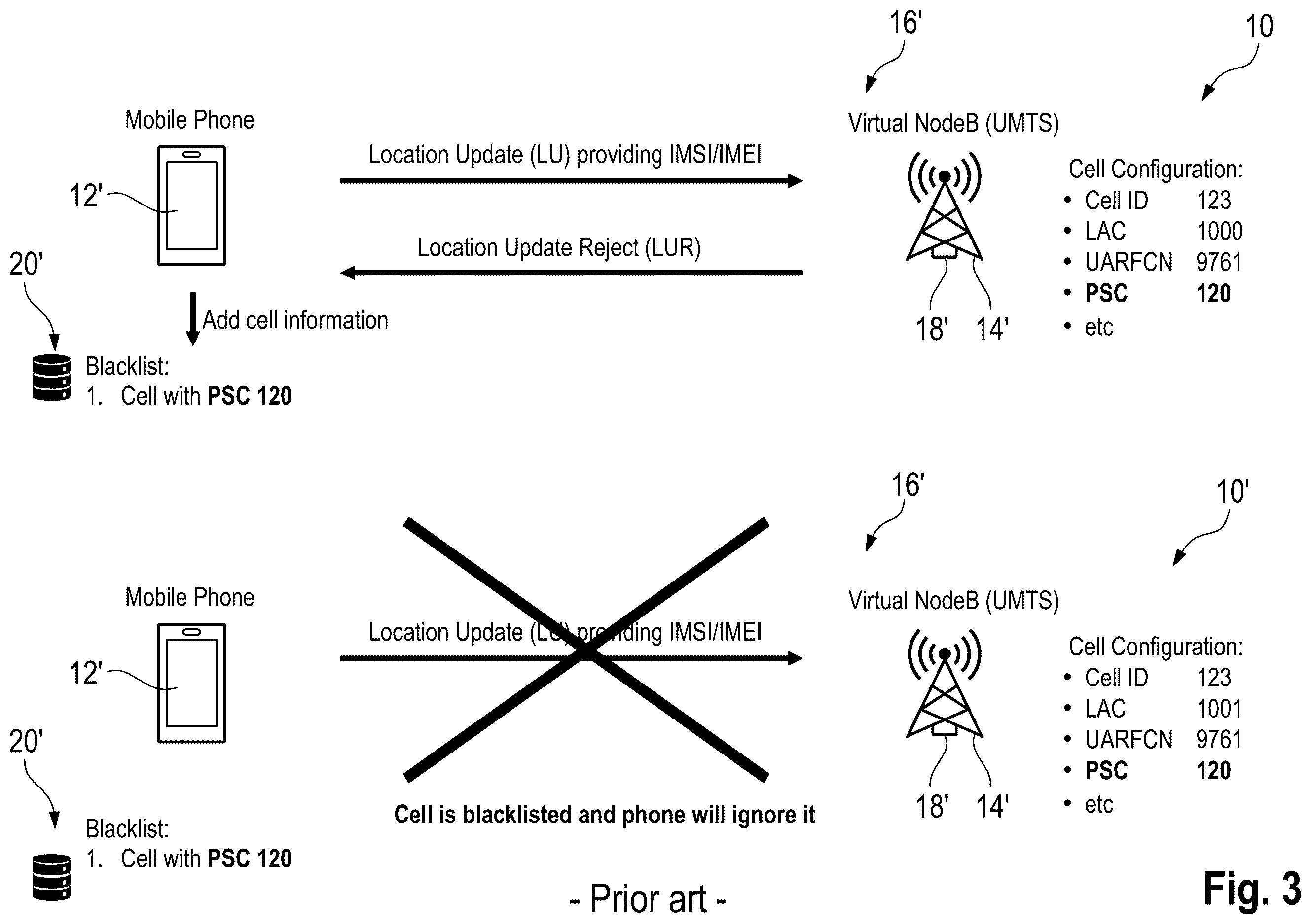 Patent US12615673 Figure 3 – System and method for attempting to establish a connection between a mobile phone and a virtual node of a cellular network