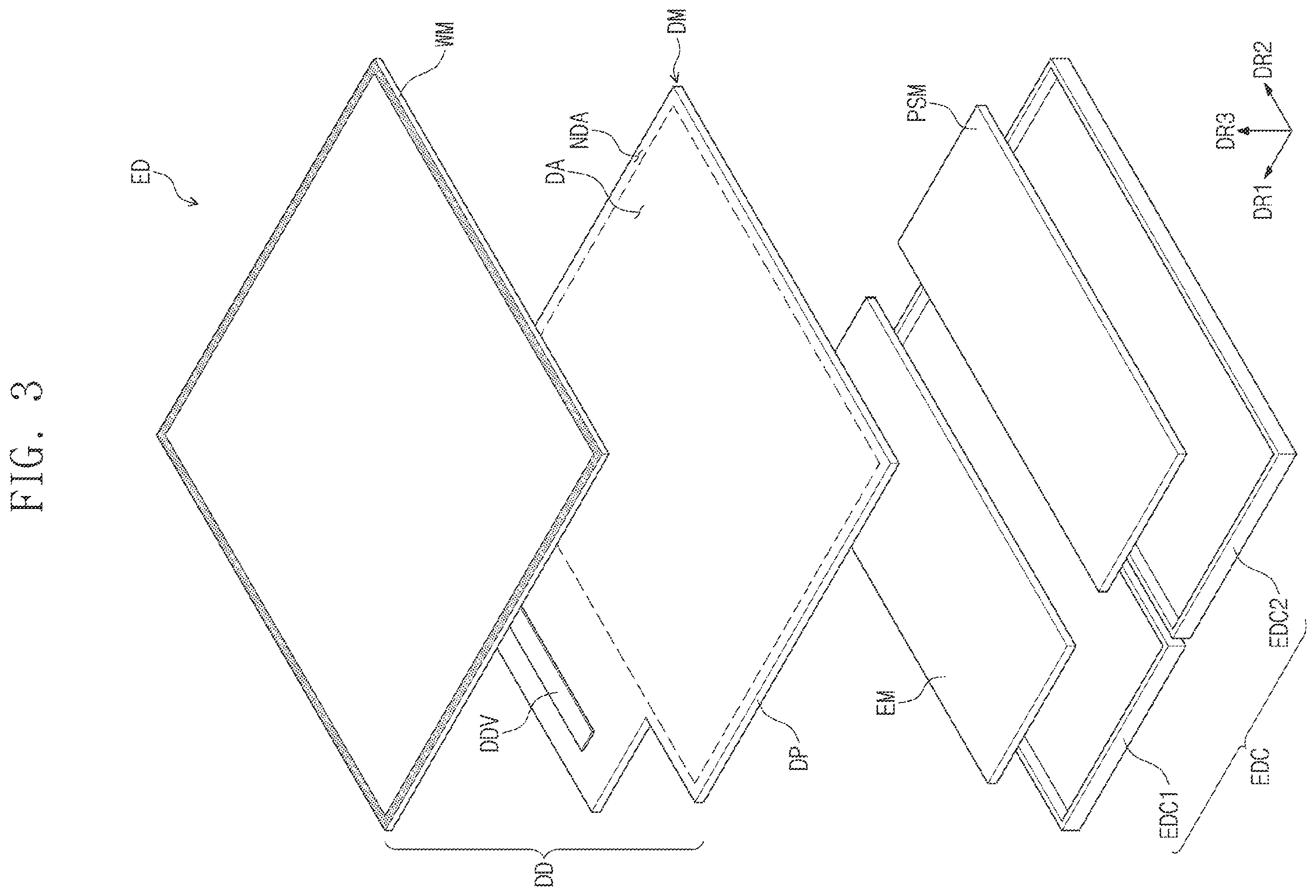 Patent US12615724 Figure 3 – Flexible display device with settled cover layer