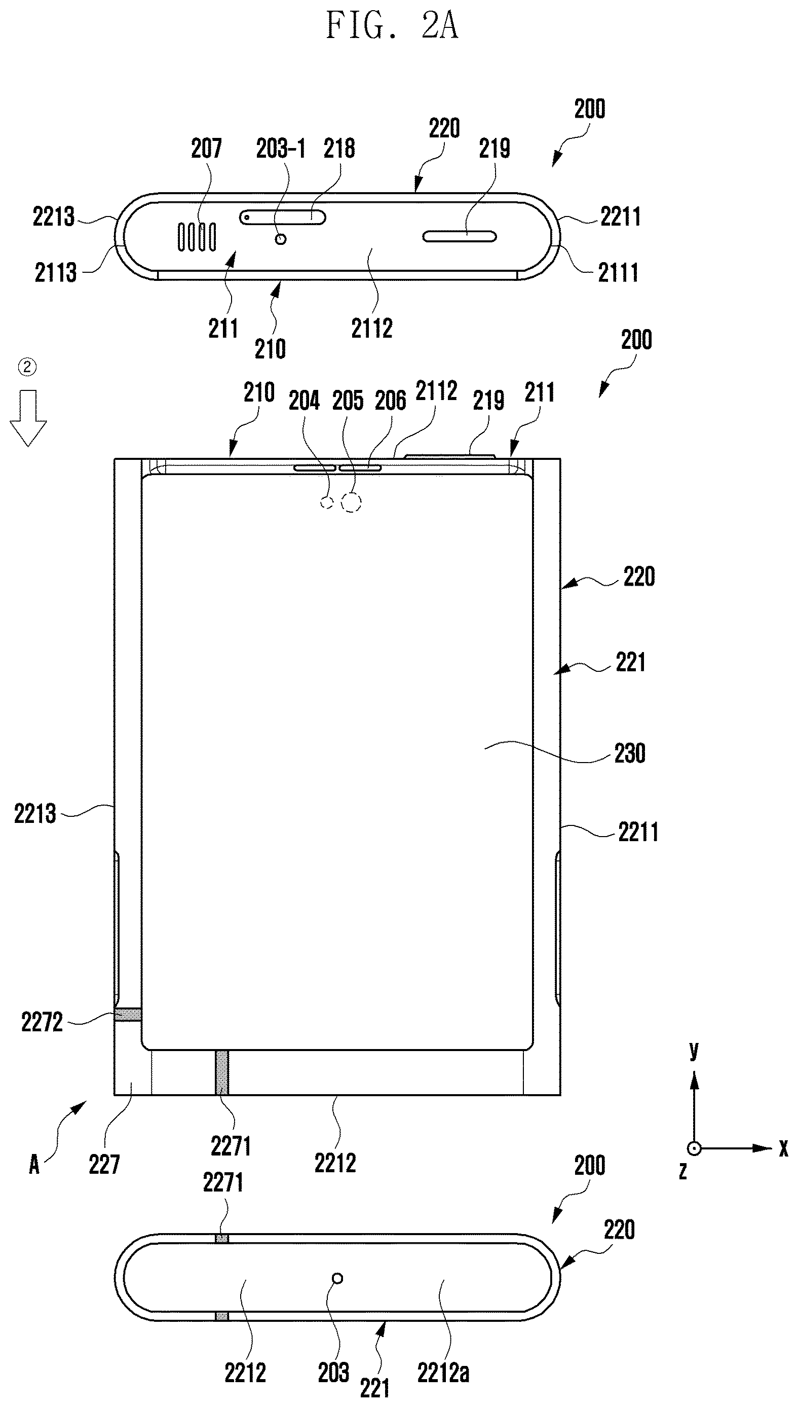 Patent US12615729 Figure 2 – Electronic device including flexible display