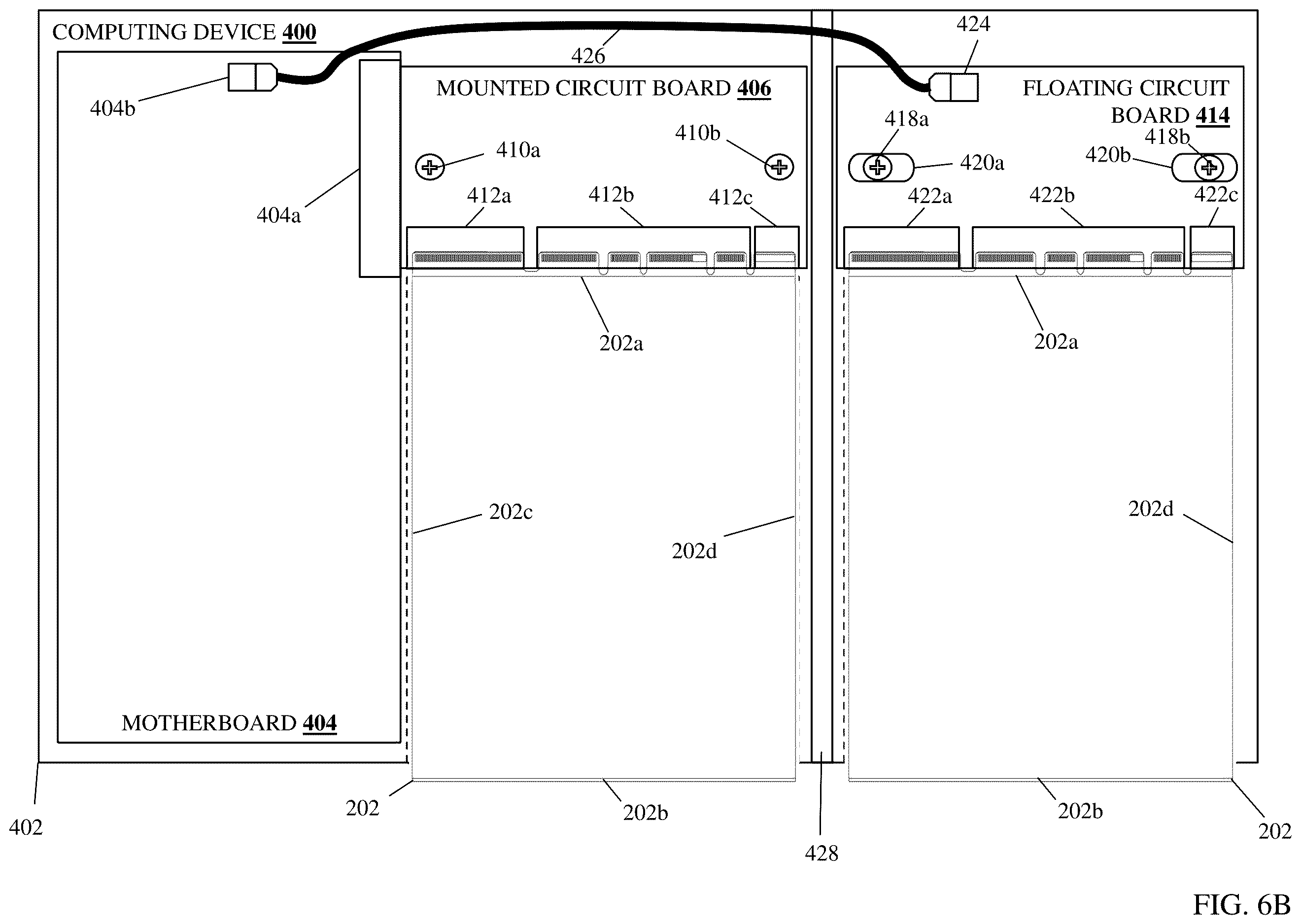 Patent US12615732 Figure 8 – Mounted circuit board/floating circuit board component connection system