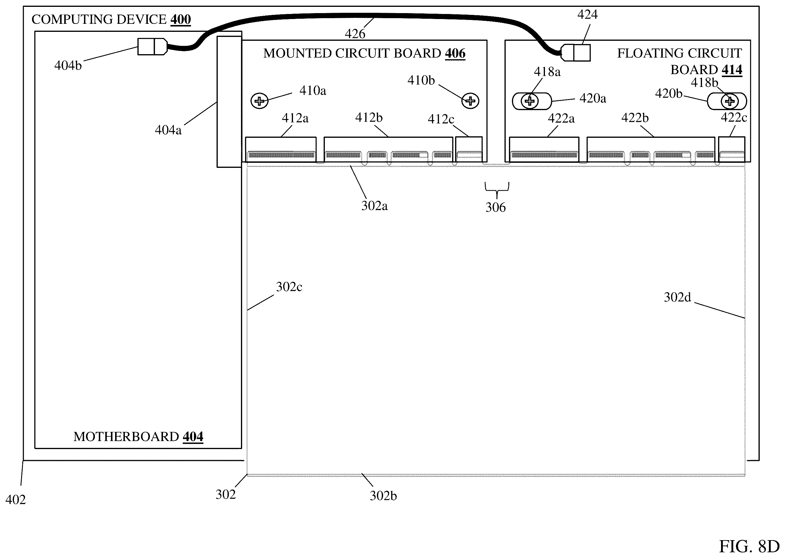 Patent US12615732 Figure 14 – Mounted circuit board/floating circuit board component connection system