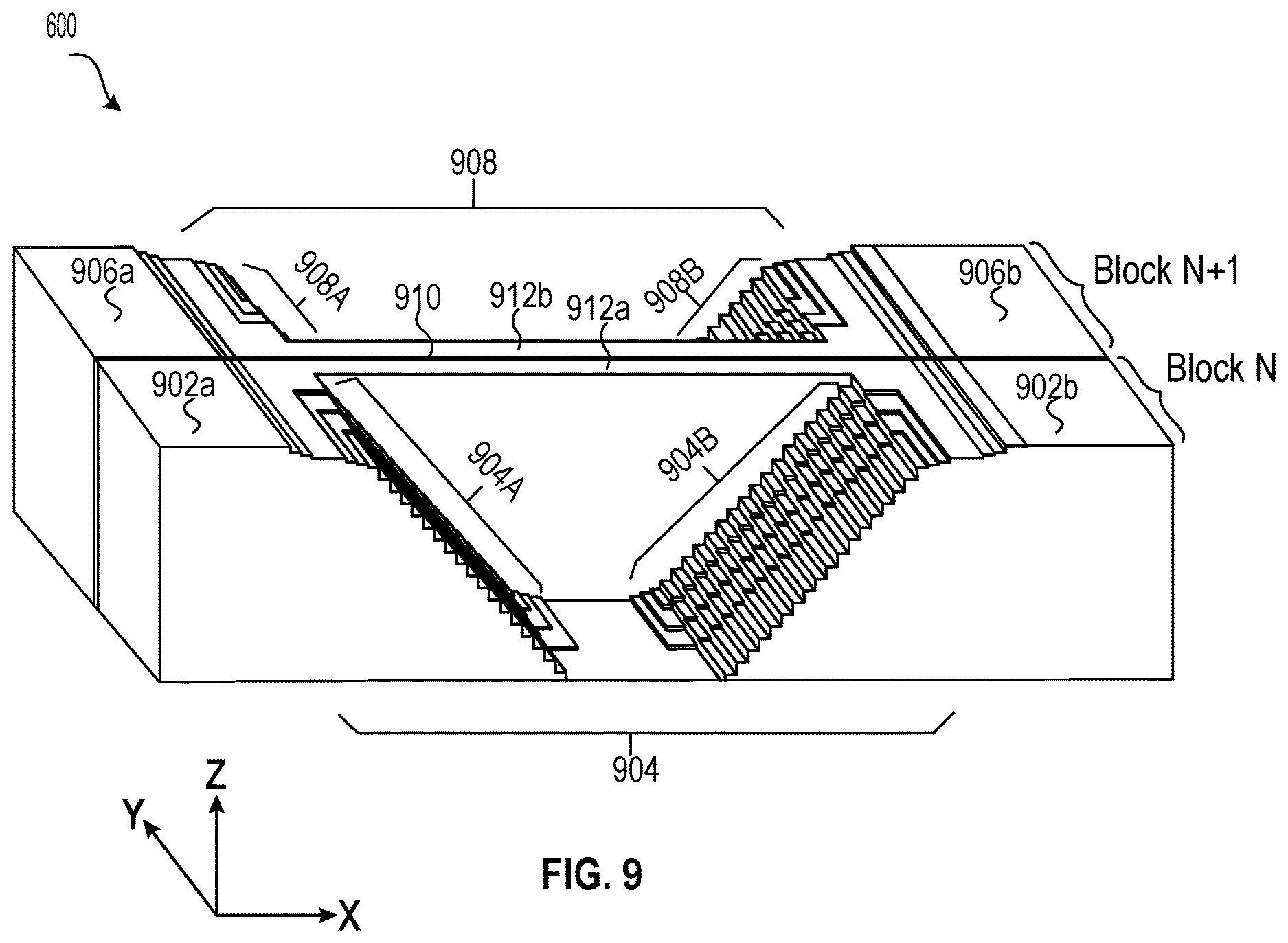 Patent US12615773 Figure 10 – Three-dimensional NAND memory device with reduced resistance-capacitance delay