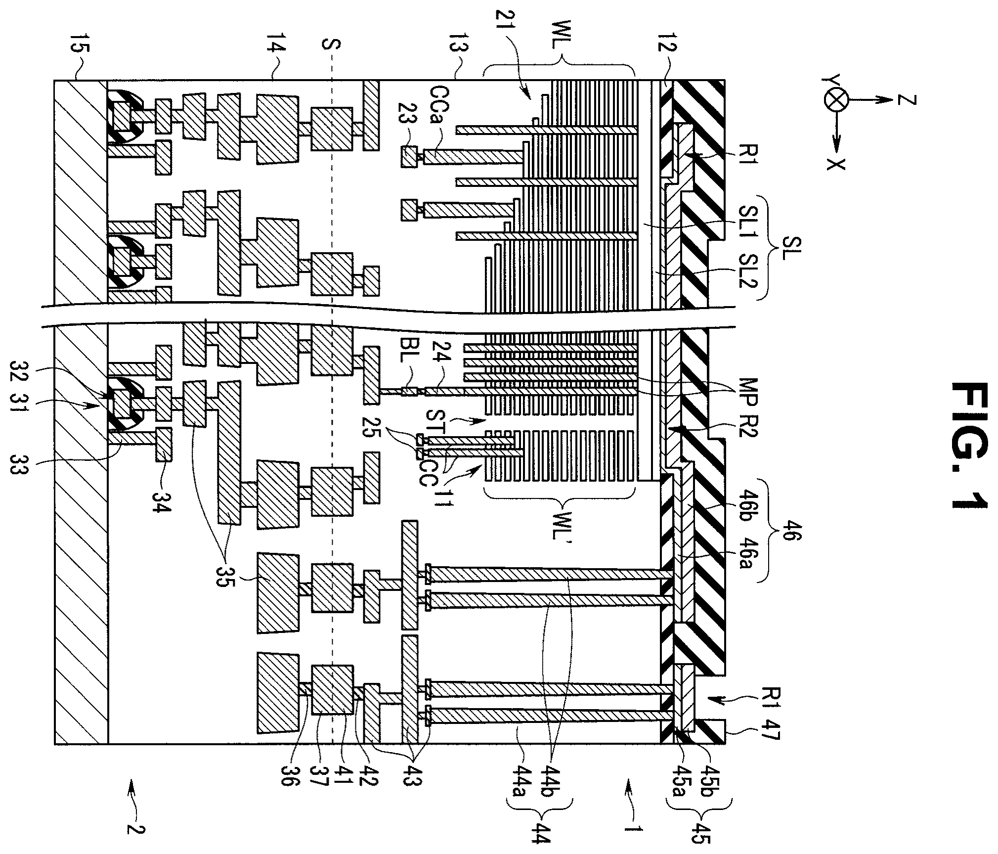Patent US12615778 Figure 1 – Semiconductor storage device