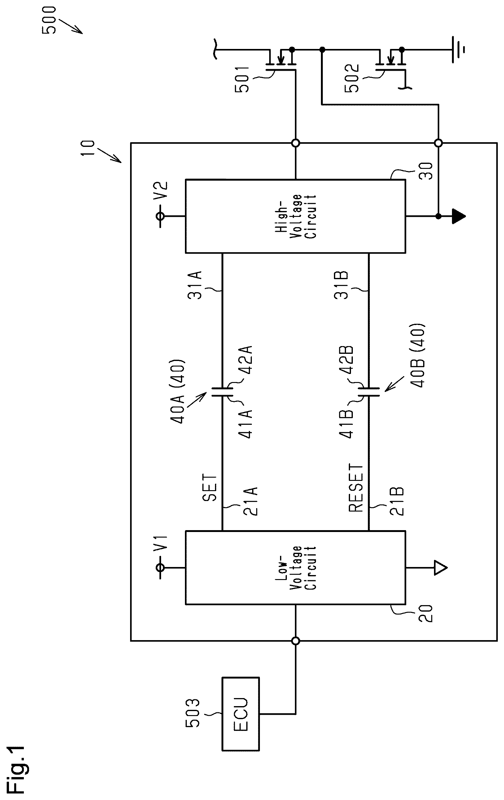 Patent US12615787 Figure 1 – Isolator including electrically floating intermediate electrode portion