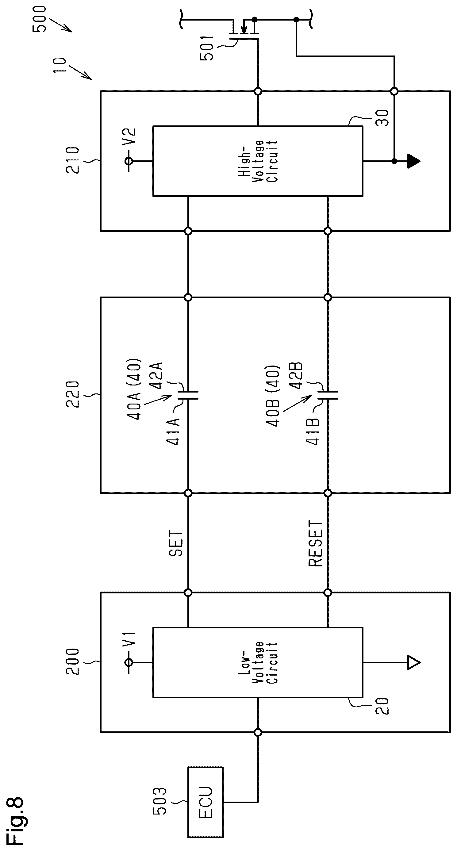 Patent US12615787 Figure 8 – Isolator including electrically floating intermediate electrode portion