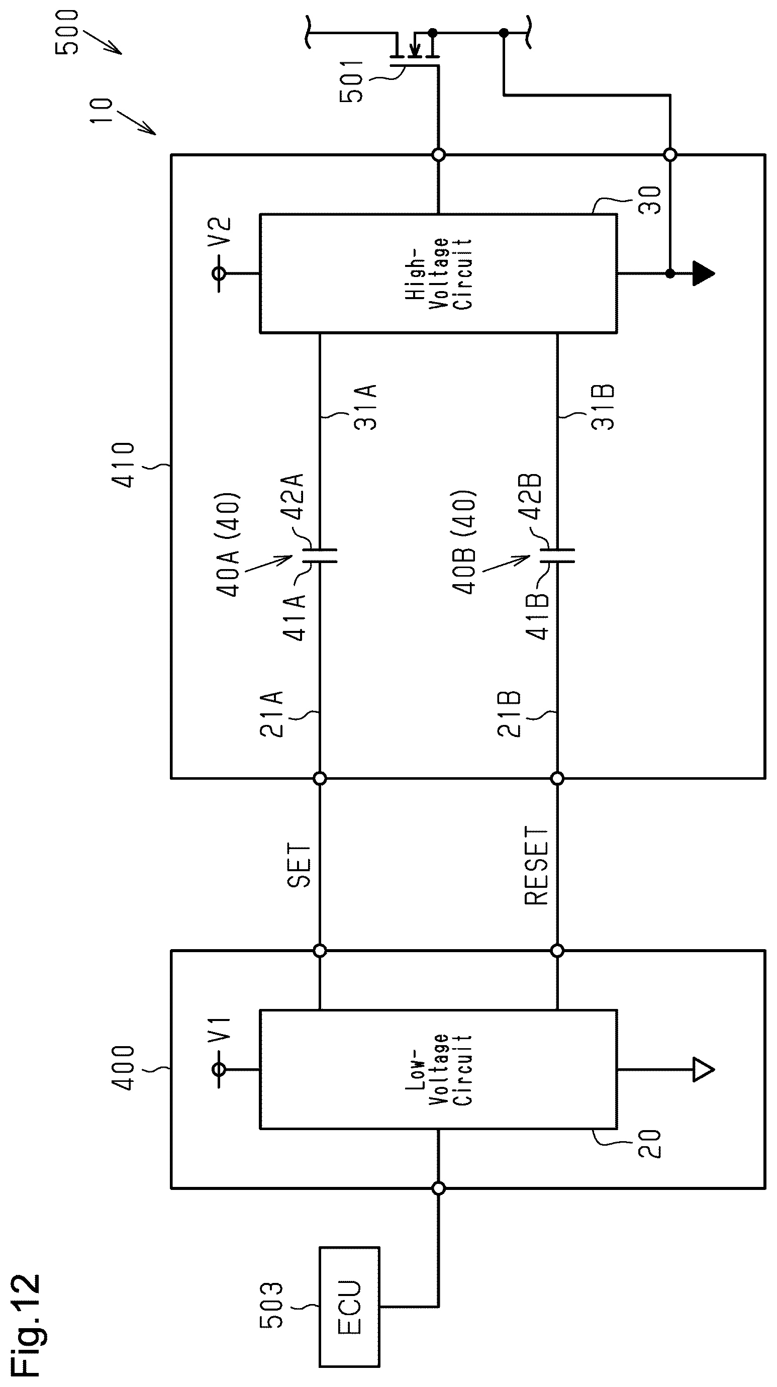 Patent US12615787 Figure 12 – Isolator including electrically floating intermediate electrode portion