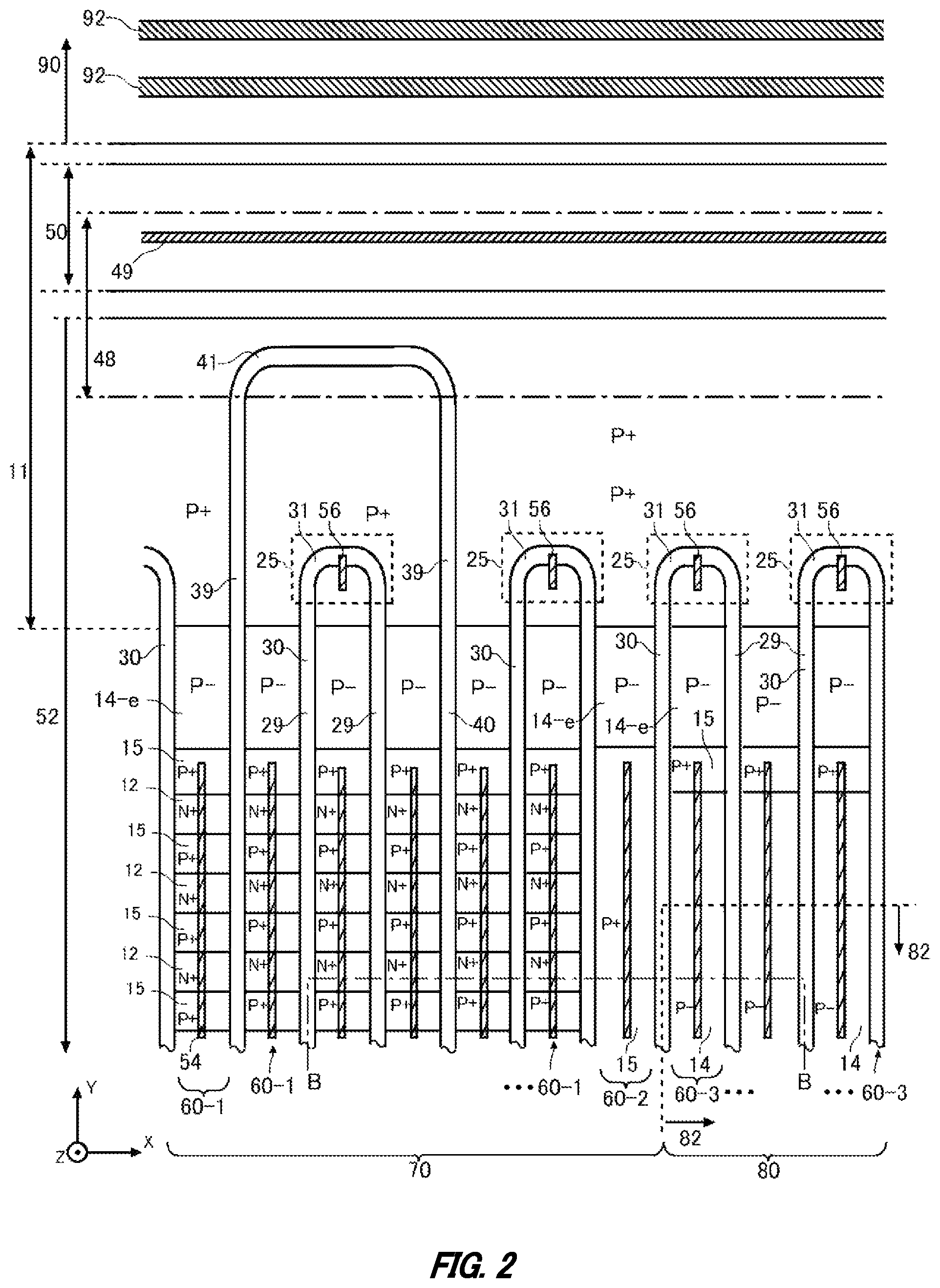 Patent US12615800 Figure 2 – Semiconductor device including a gate trench in an inter-pad region