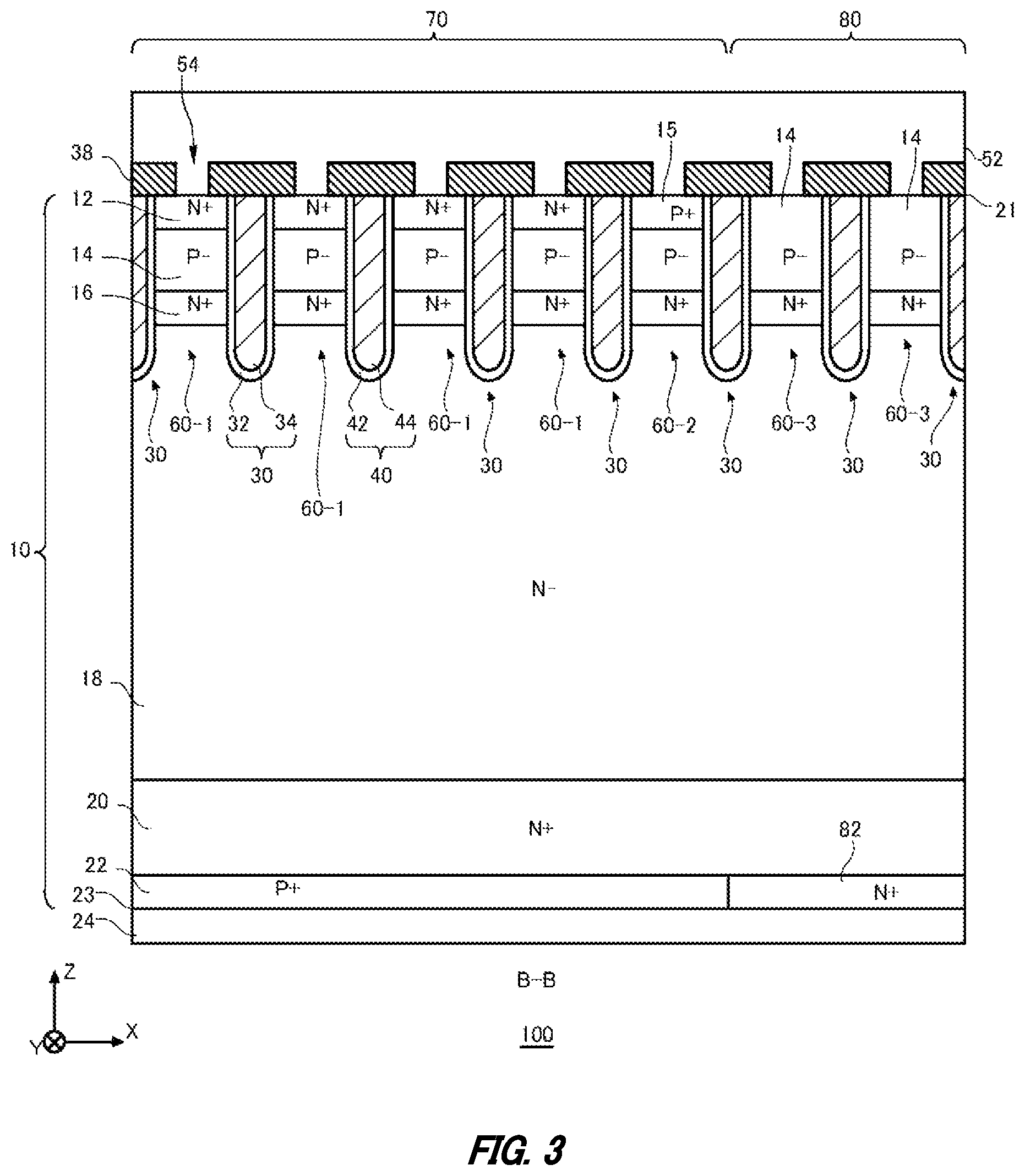 Patent US12615800 Figure 3 – Semiconductor device including a gate trench in an inter-pad region
