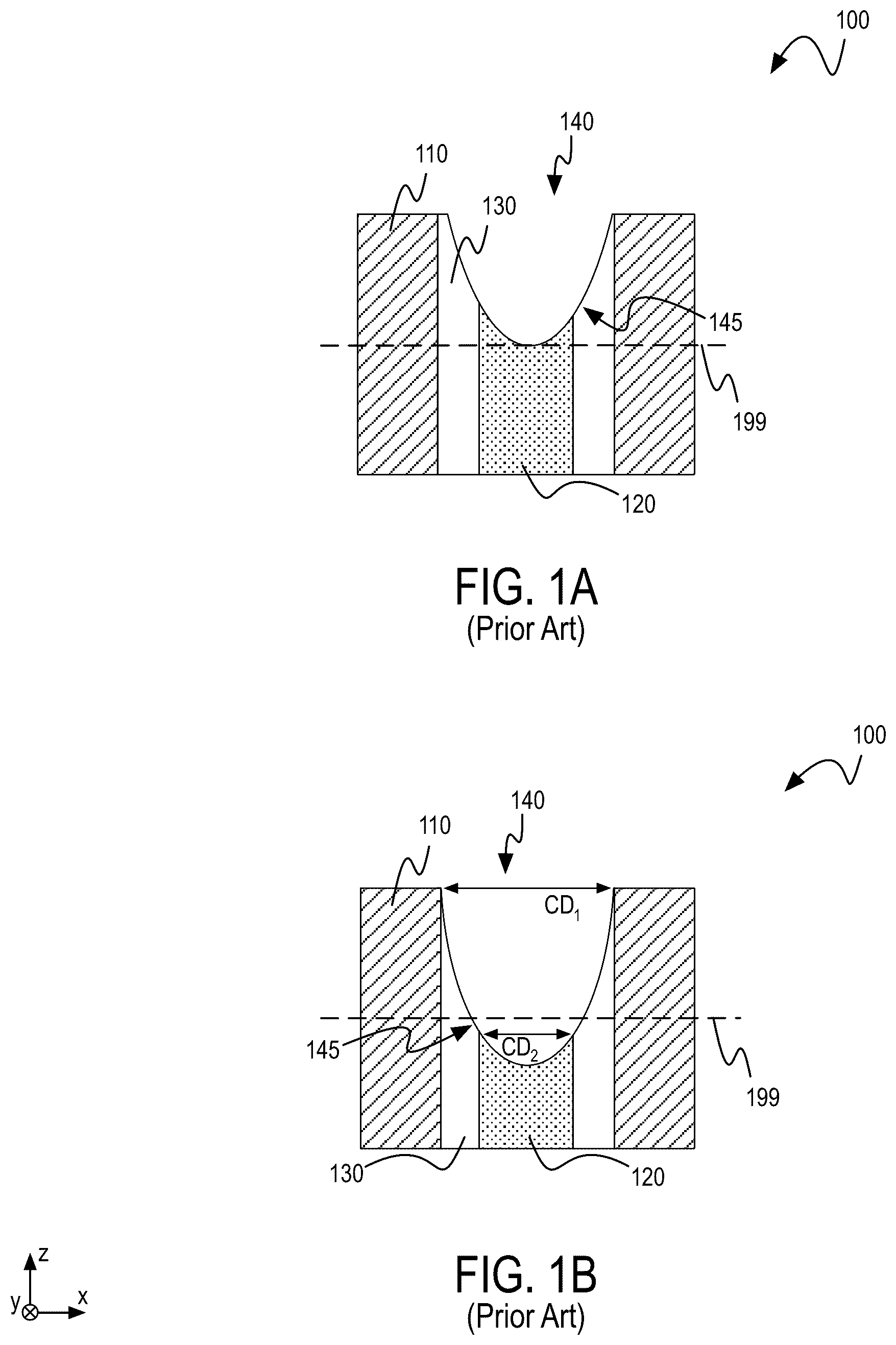 Patent US12615802 Figure 1 – Square etch profiles in heterogenous materials of integrated circuit devices