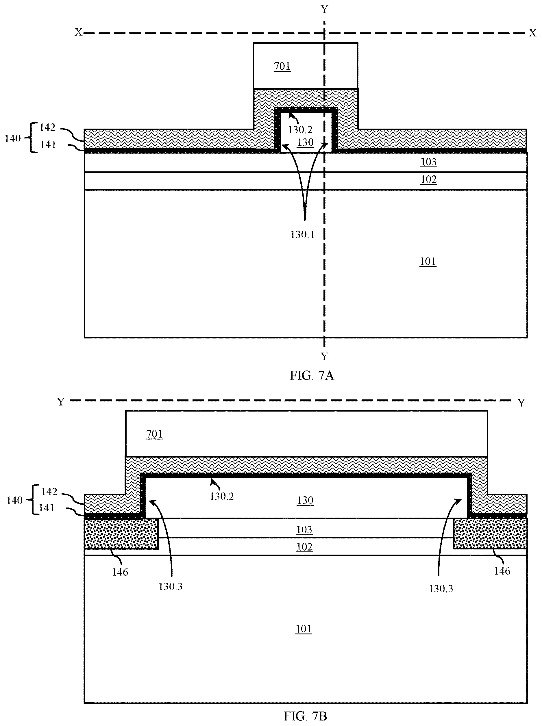 Patent US12615803 Figure 8 – Transistor with a primary gate wrapping a floating secondary gate