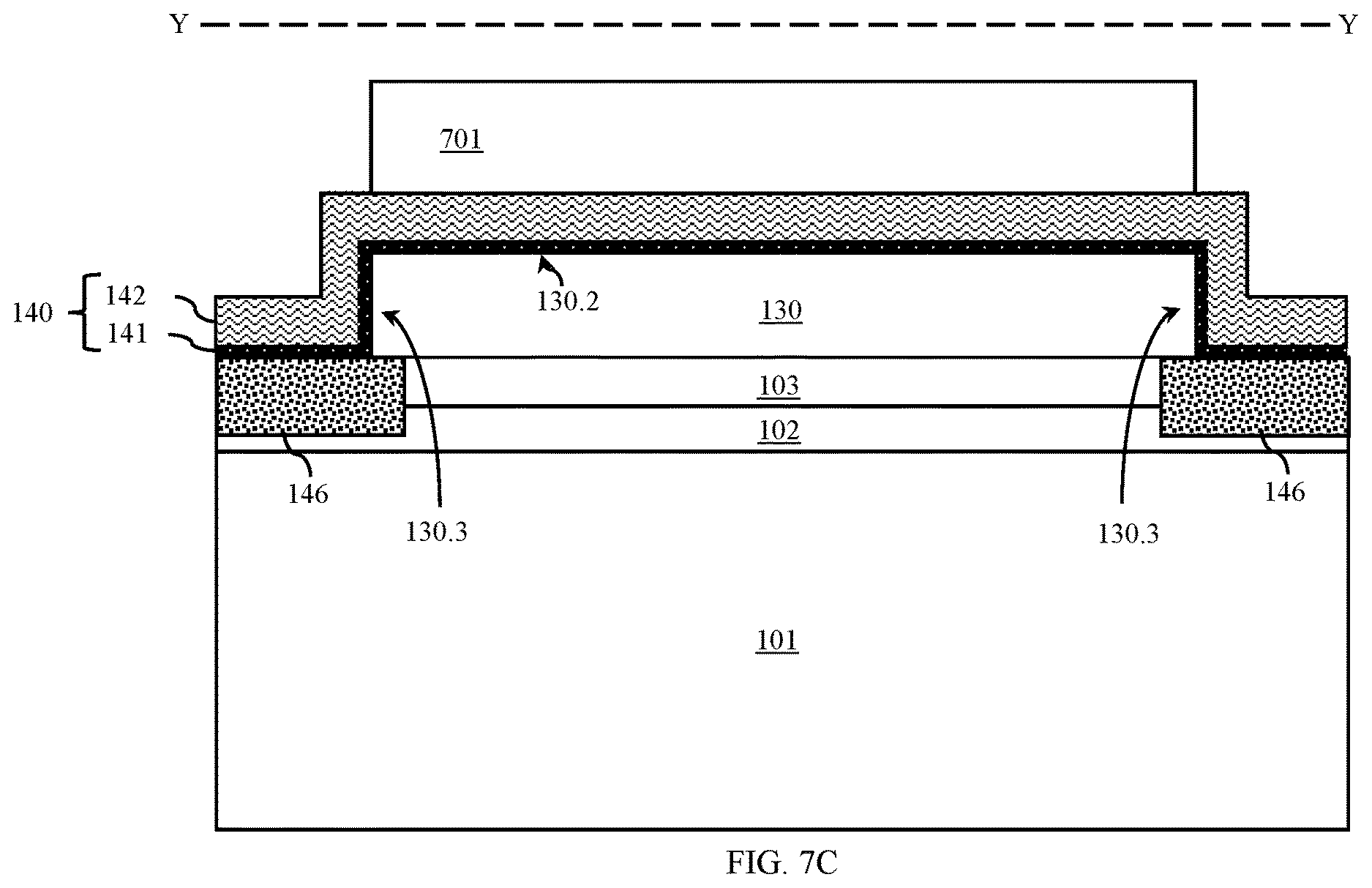 Patent US12615803 Figure 9 – Transistor with a primary gate wrapping a floating secondary gate