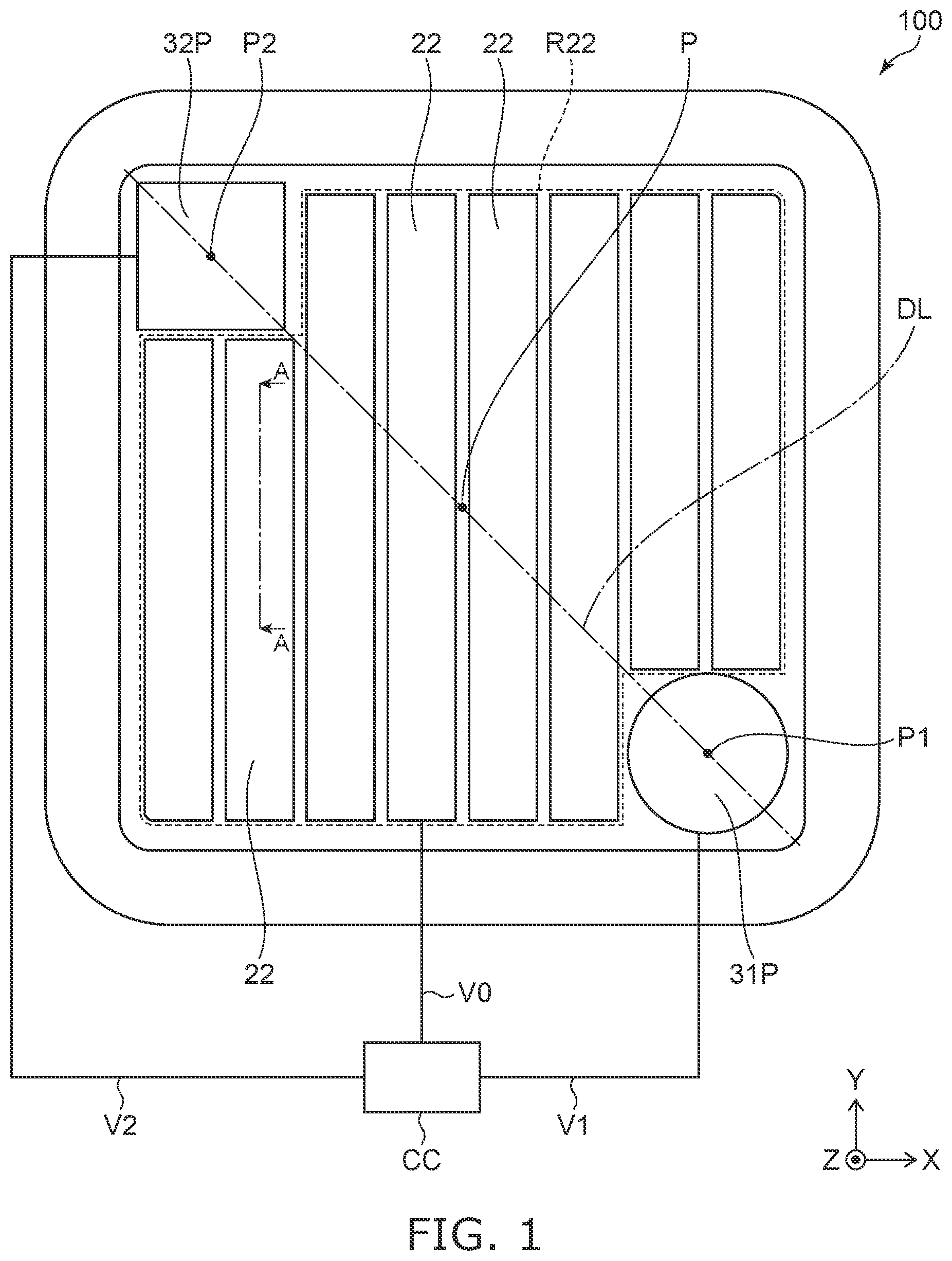 Patent US12615820 Figure 1 – IGBT device with electrode pads of varied shape to discriminate pads in chip operation and testing