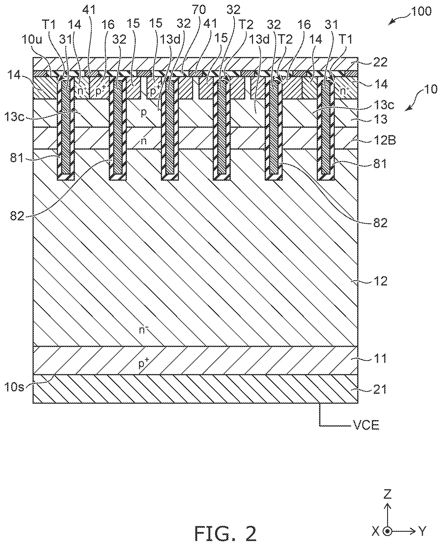 Patent US12615820 Figure 2 – IGBT device with electrode pads of varied shape to discriminate pads in chip operation and testing