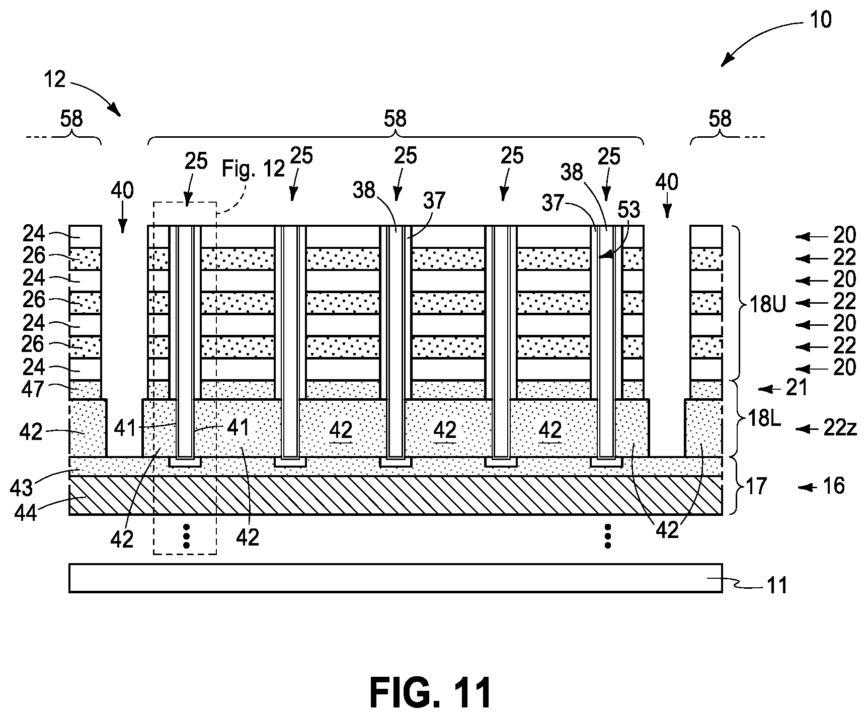 Patent US12615821 Figure 8 – Memory array and method used in forming a memory array comprising strings of memory cells