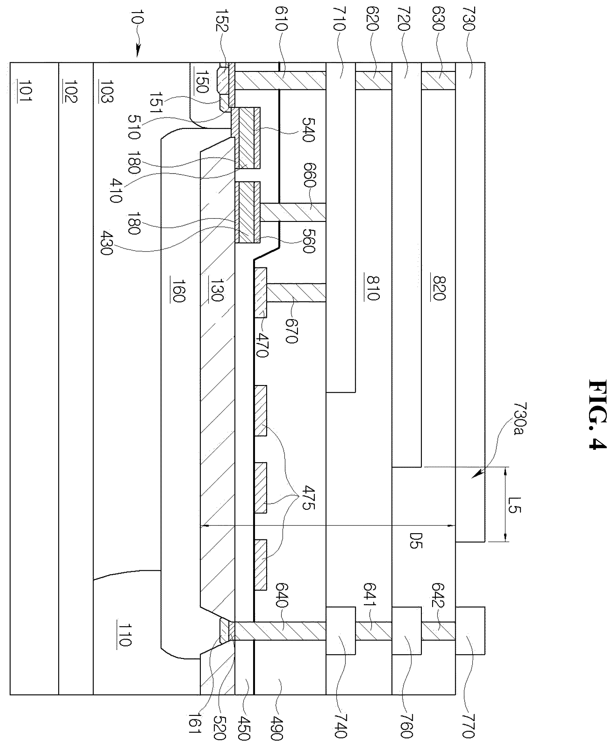Patent US12615829 Figure 4 – Semiconductor device with field plate structures