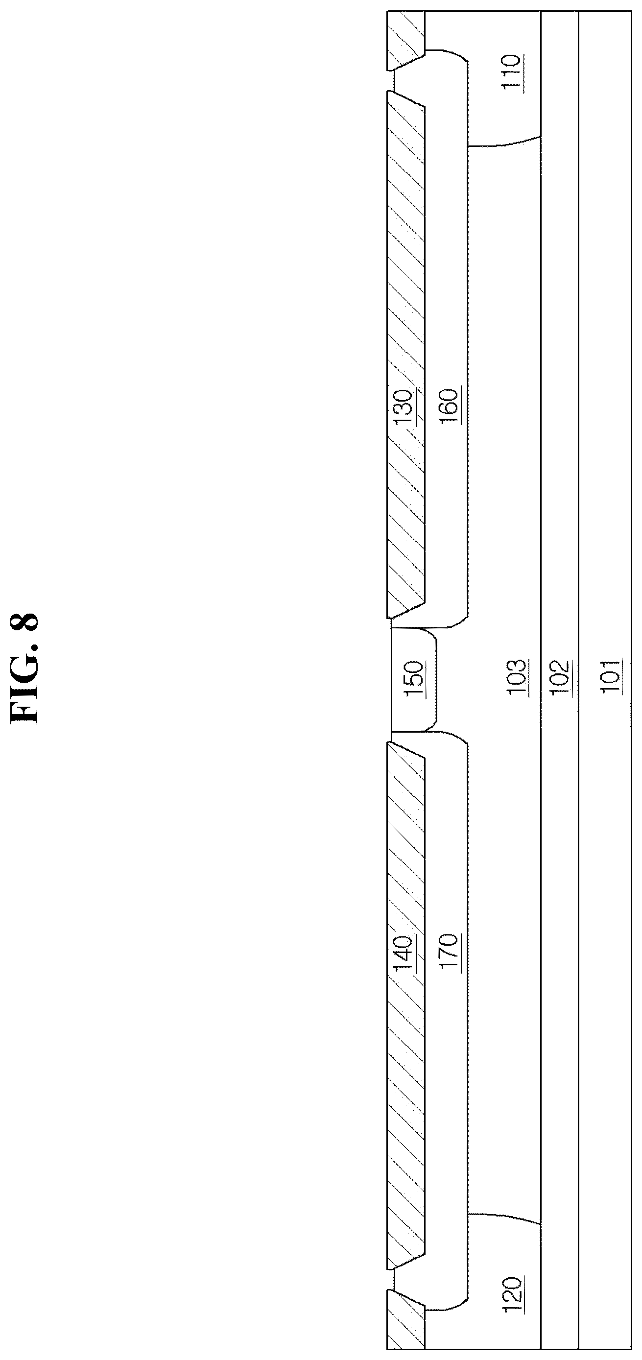 Patent US12615829 Figure 8 – Semiconductor device with field plate structures