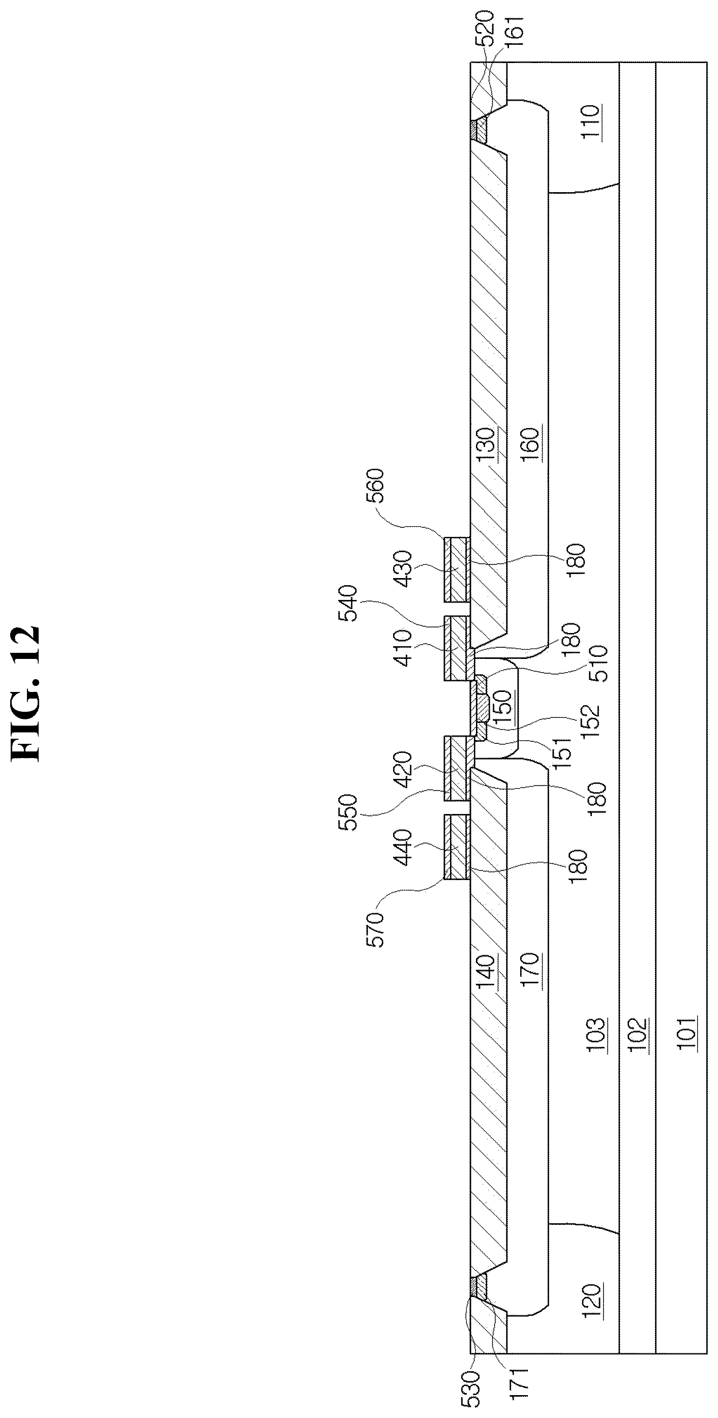 Patent US12615829 Figure 12 – Semiconductor device with field plate structures