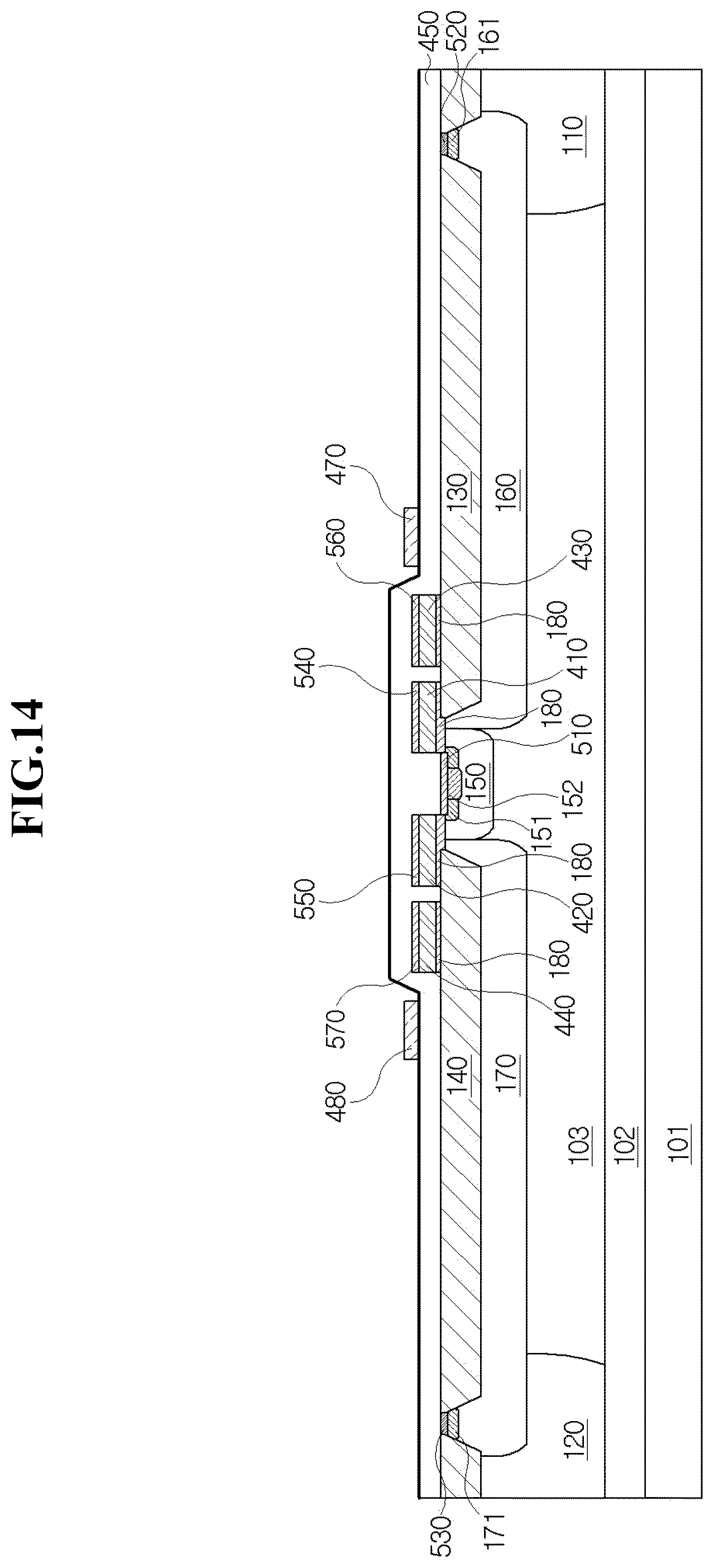 Patent US12615829 Figure 14 – Semiconductor device with field plate structures