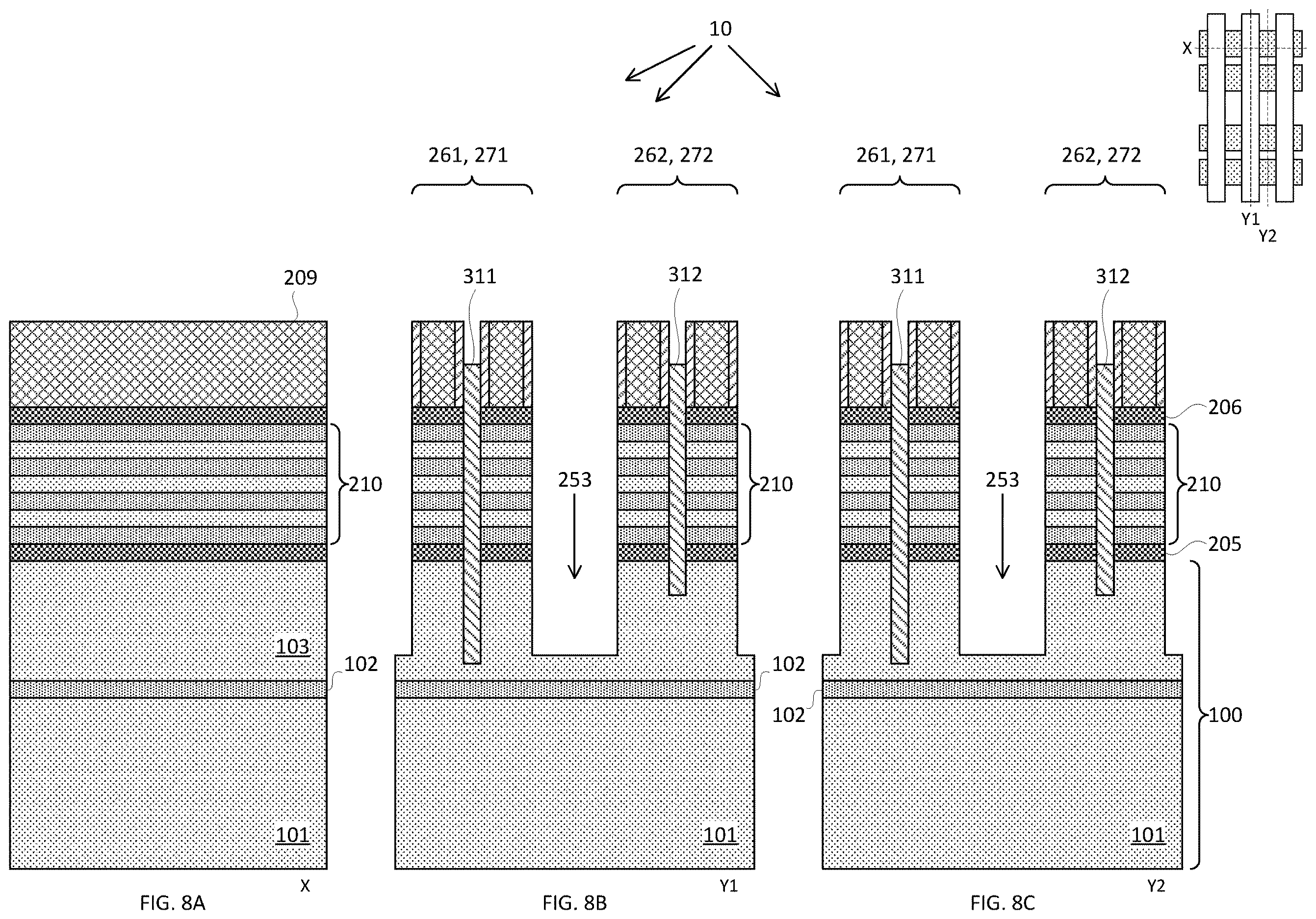 Patent US12615841 Figure 8 – Forksheet transistor with advanced cell height scaling