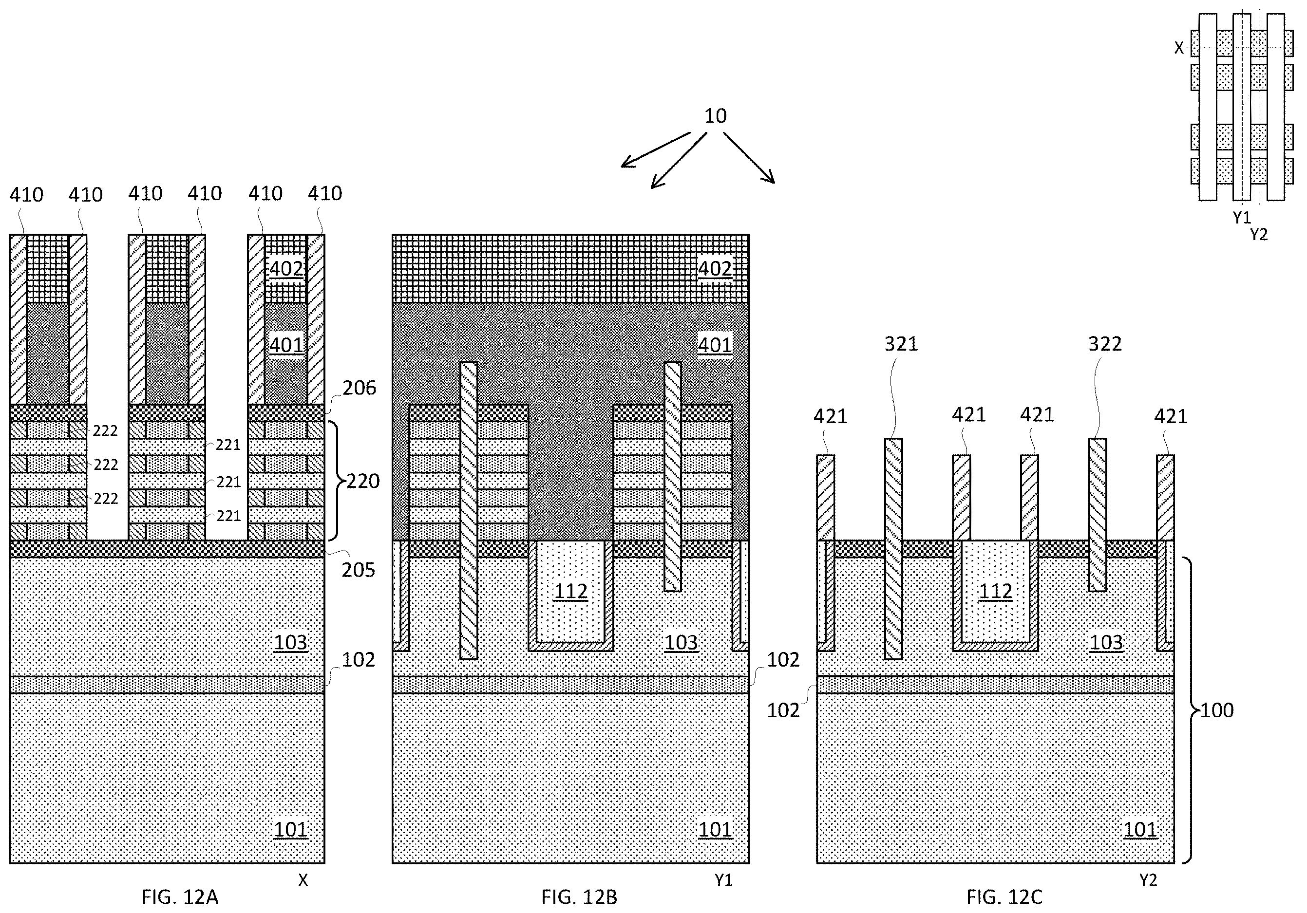 Patent US12615841 Figure 12 – Forksheet transistor with advanced cell height scaling