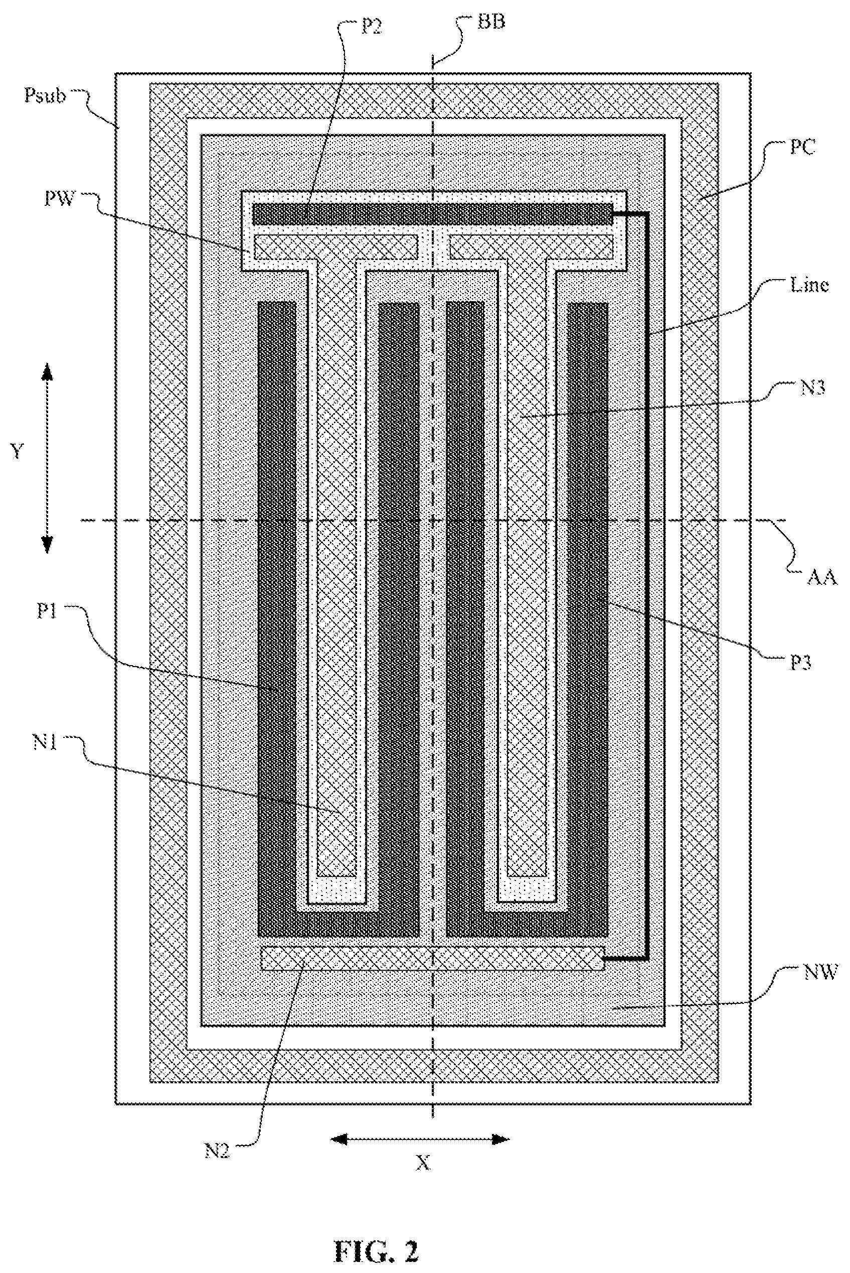 Patent US12615848 Figure 2 – Electrostatic discharge protection structure and chip