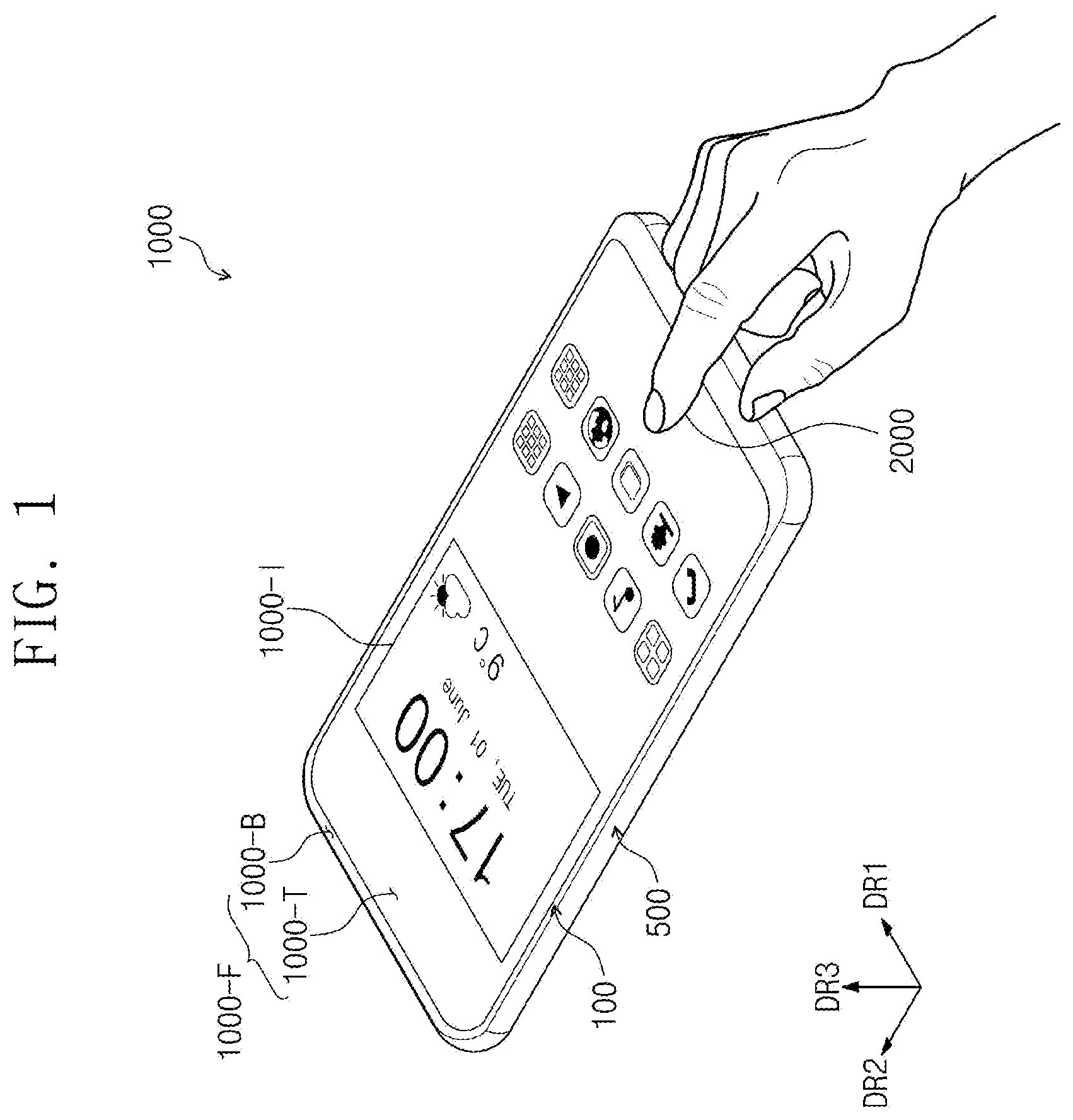 Patent US12615868 Figure 1 – Electronic device including a fingerprint recognition function