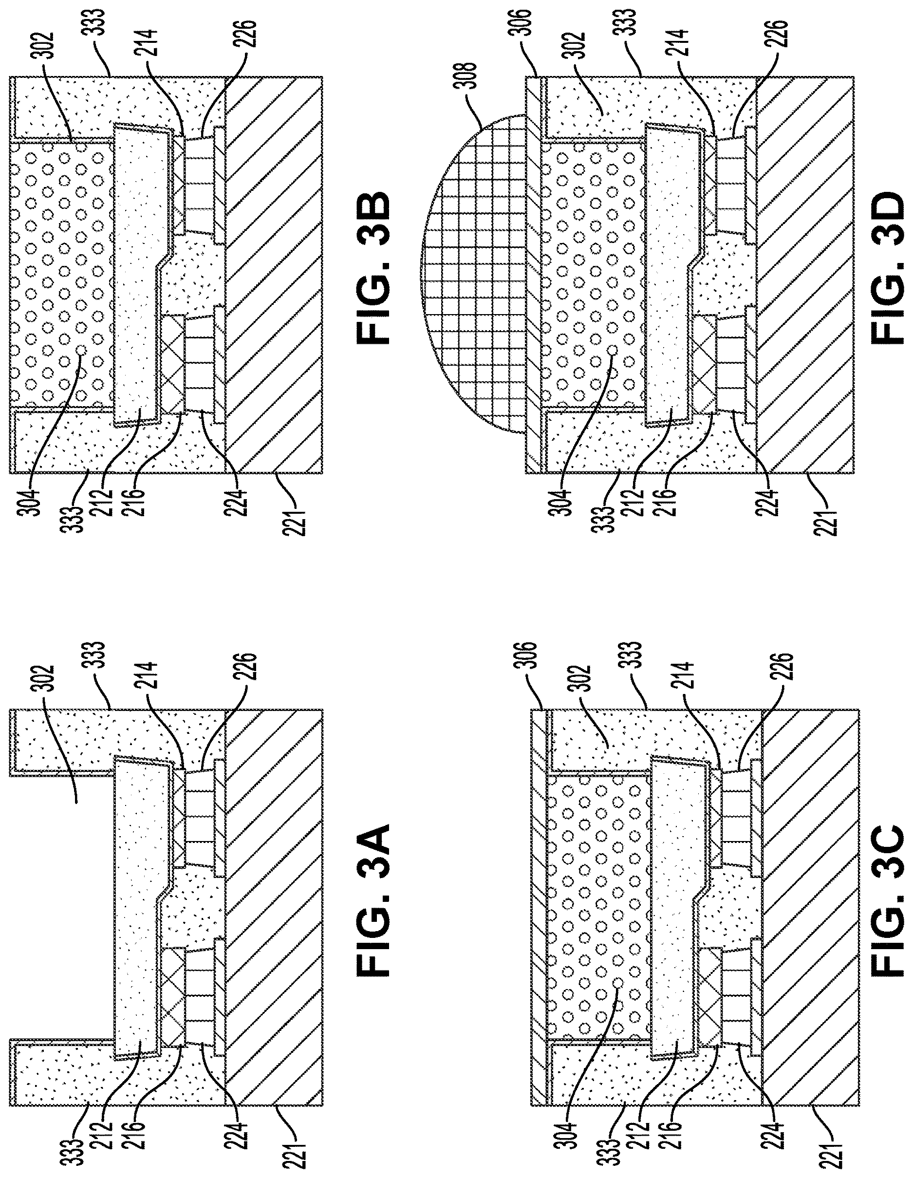 Patent US12615892 Figure 3 – High-density micro-LED arrays with reflective sidewalls