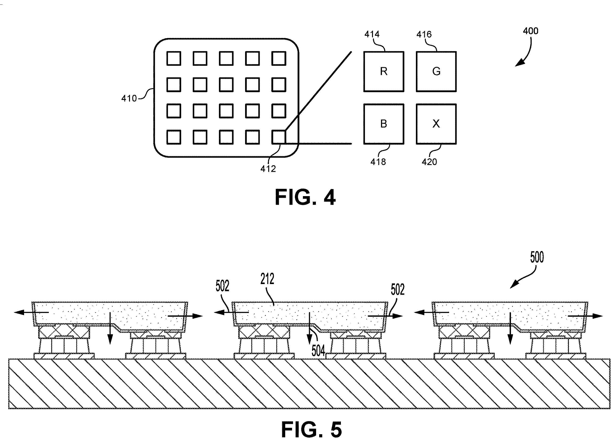 Patent US12615892 Figure 4 – High-density micro-LED arrays with reflective sidewalls