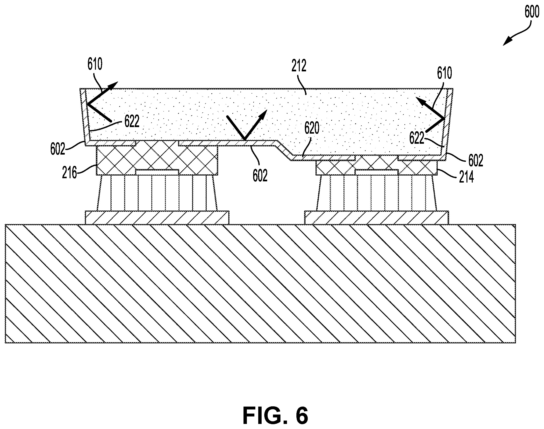 Patent US12615892 Figure 5 – High-density micro-LED arrays with reflective sidewalls