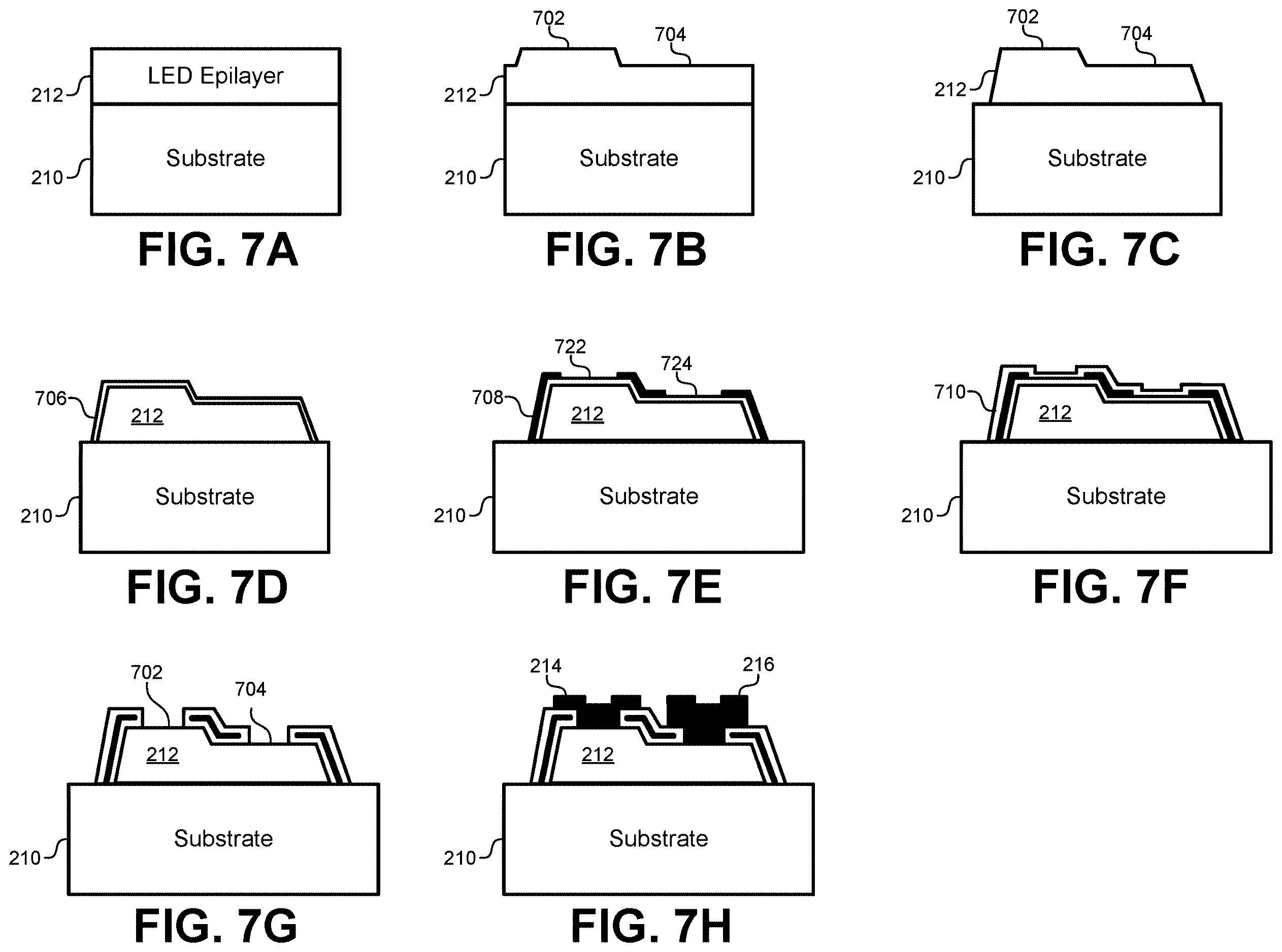 Patent US12615892 Figure 6 – High-density micro-LED arrays with reflective sidewalls