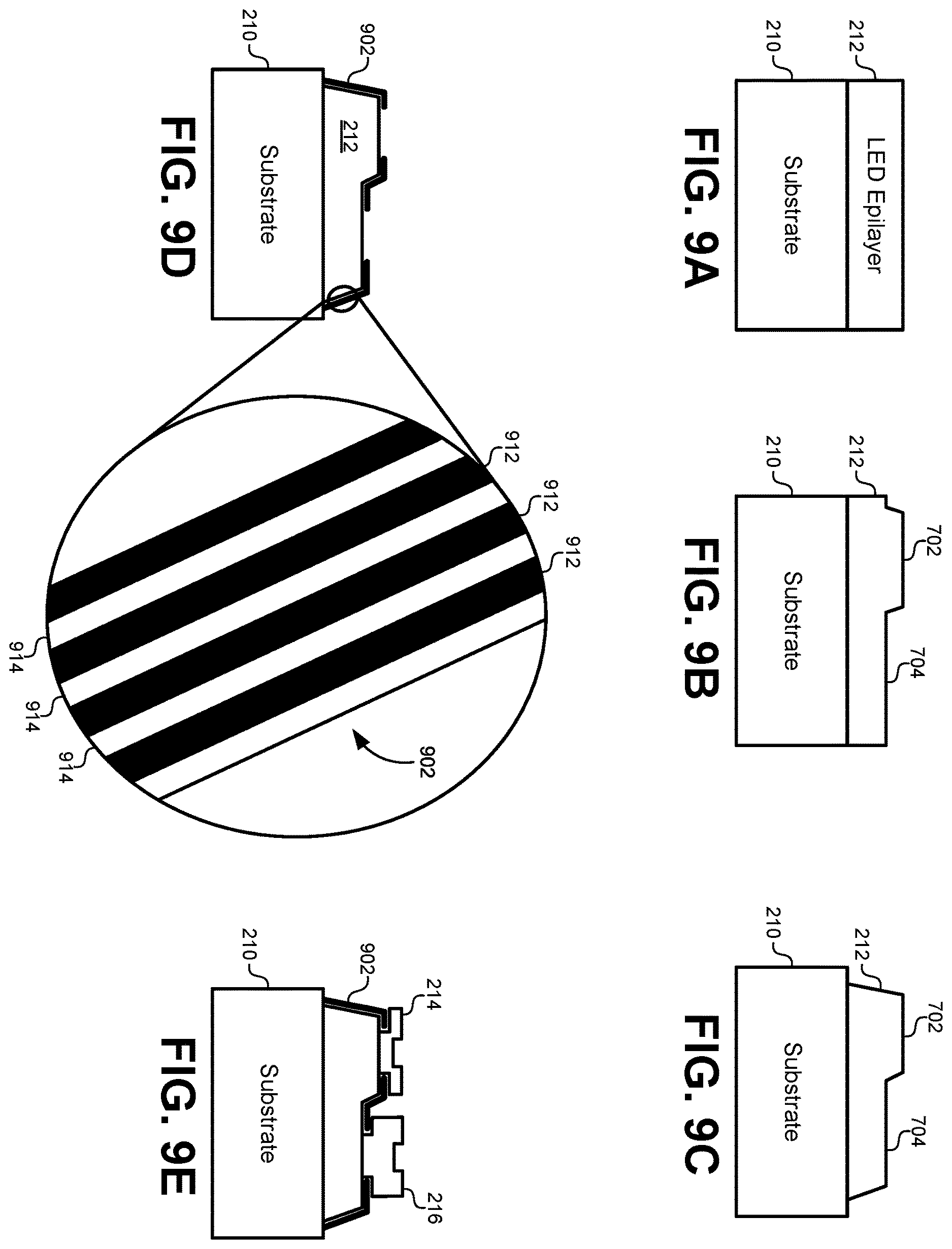 Patent US12615892 Figure 8 – High-density micro-LED arrays with reflective sidewalls