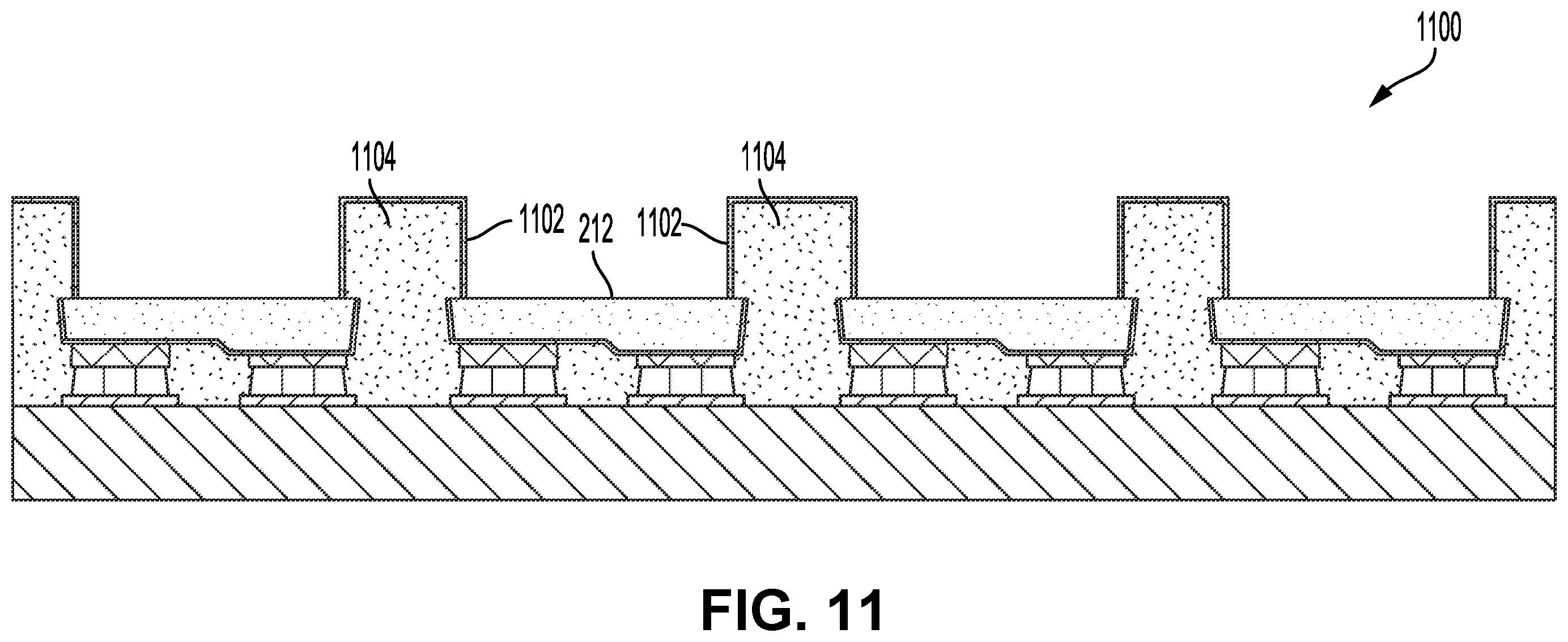 Patent US12615892 Figure 10 – High-density micro-LED arrays with reflective sidewalls