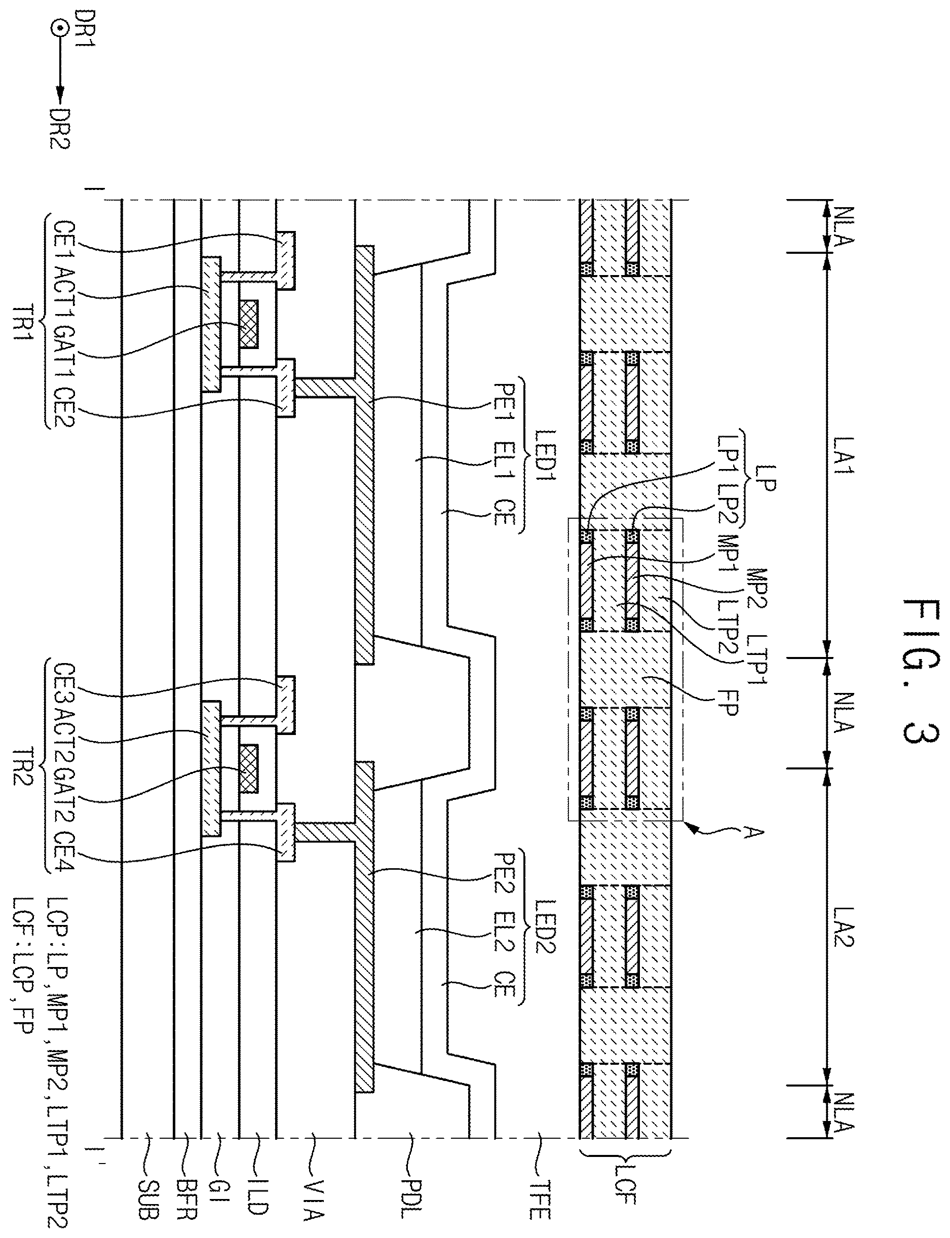Patent US12615896 Figure 3 – Display device and method of manufacturing the same