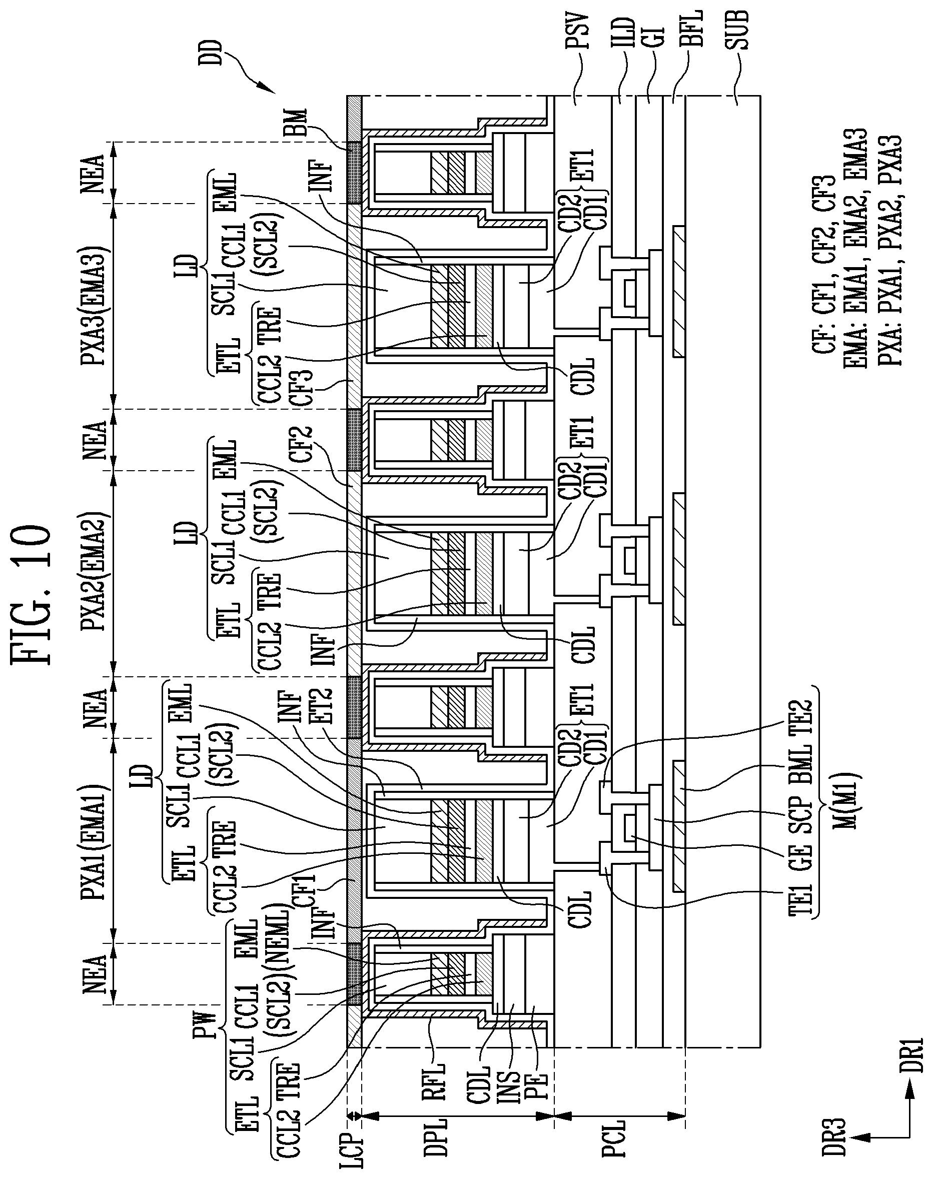 Patent US12615900 Figure 10 – Display device and method of manufacturing the same
