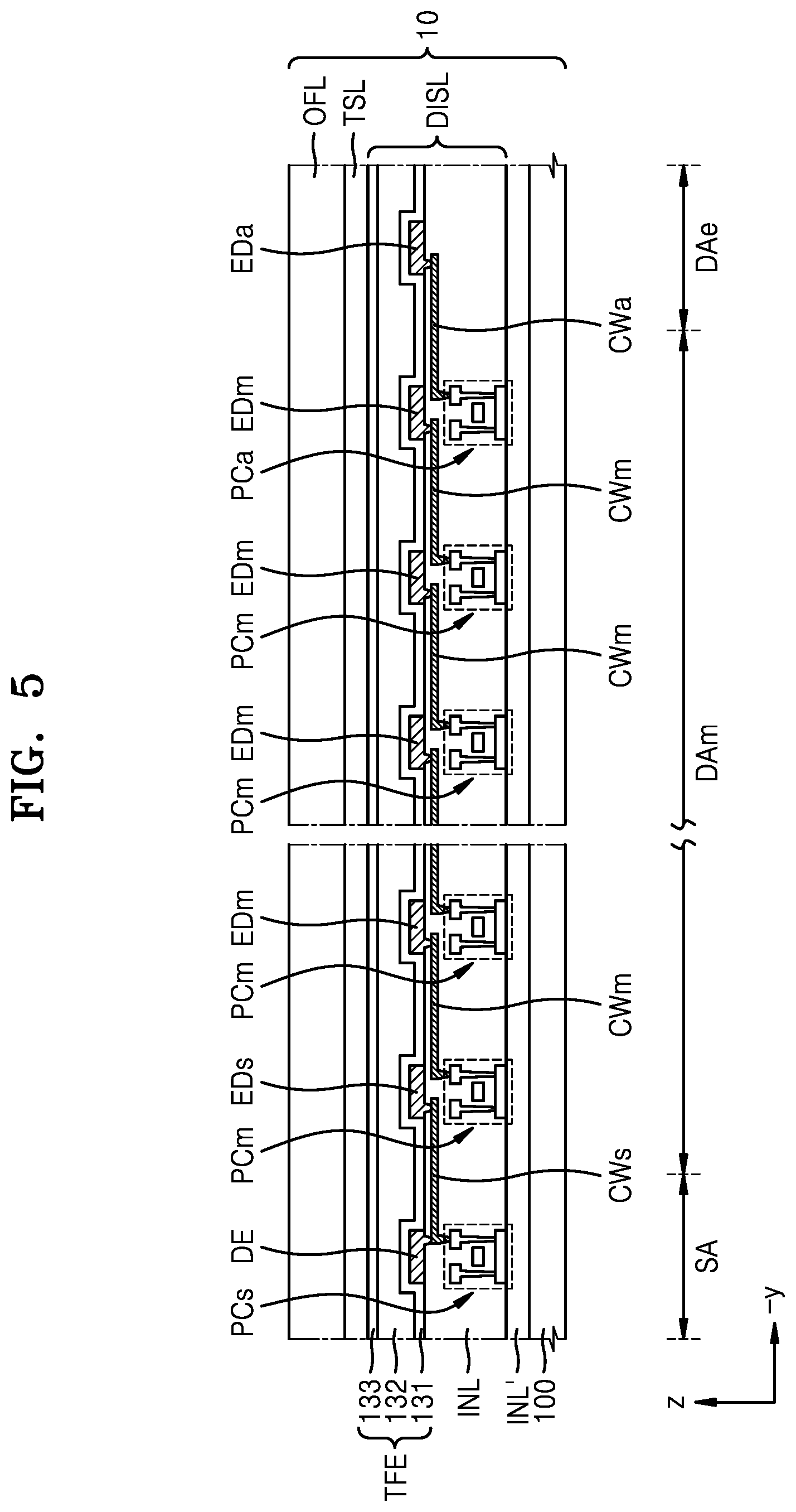 Patent US12615915 Figure 5 – Display device including shift area, main display area and extended display area