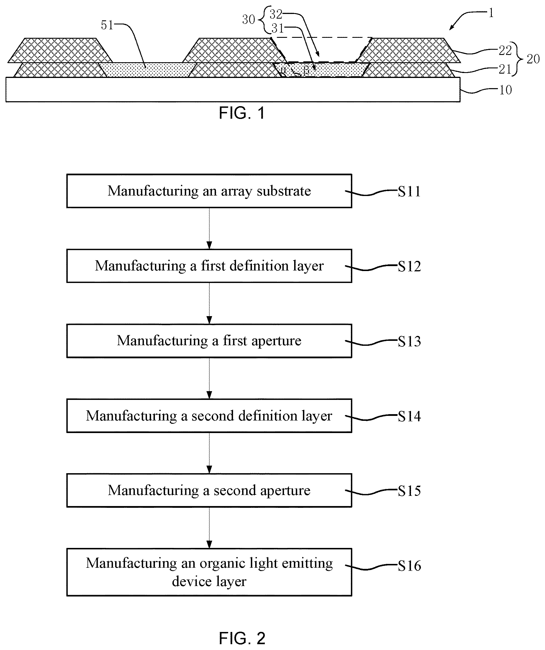 Patent US12615919 Figure 1 – Display with two stacked pixel definition layers