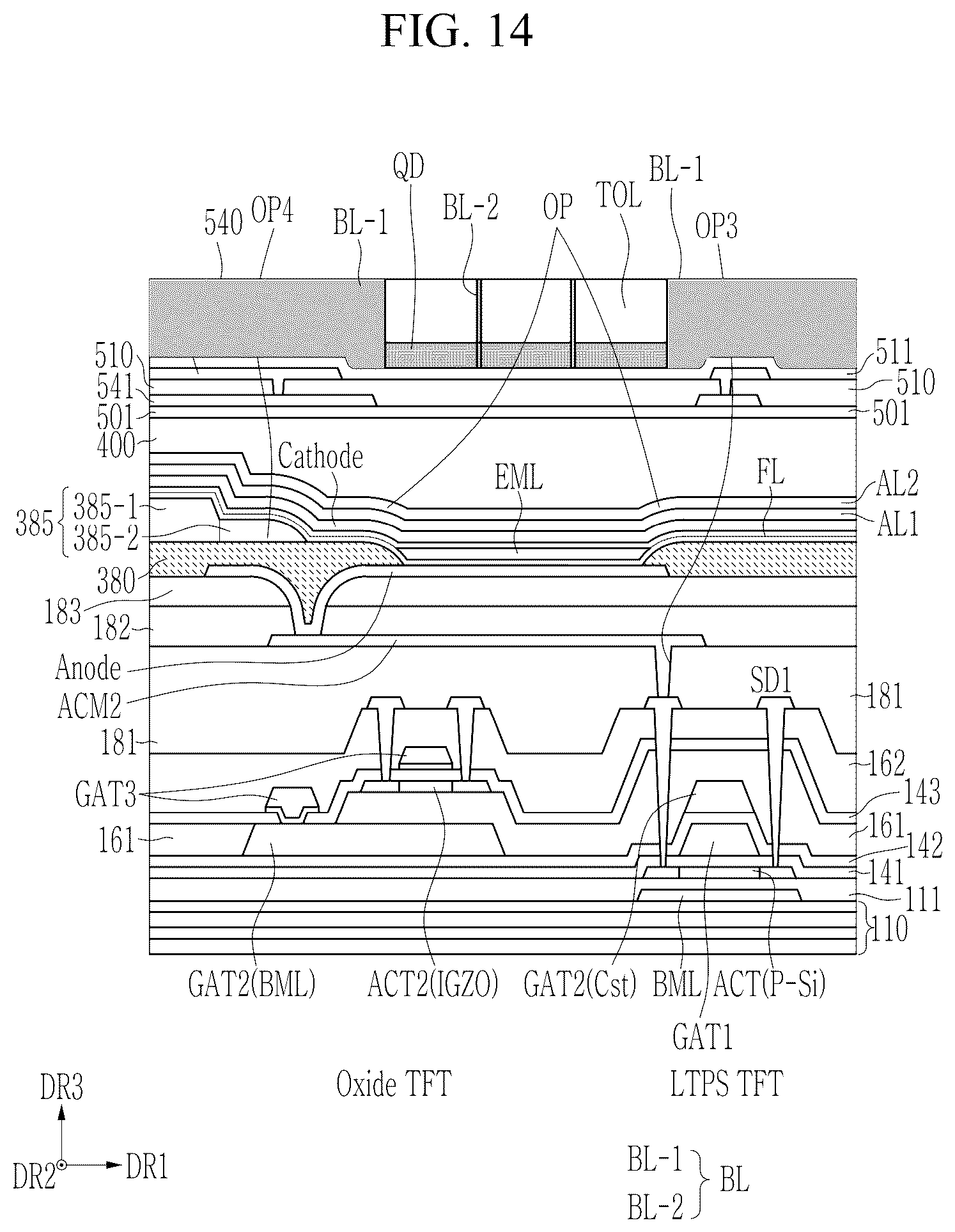Patent US12615927 Figure 14 – Light emitting display device and vehicle including the same