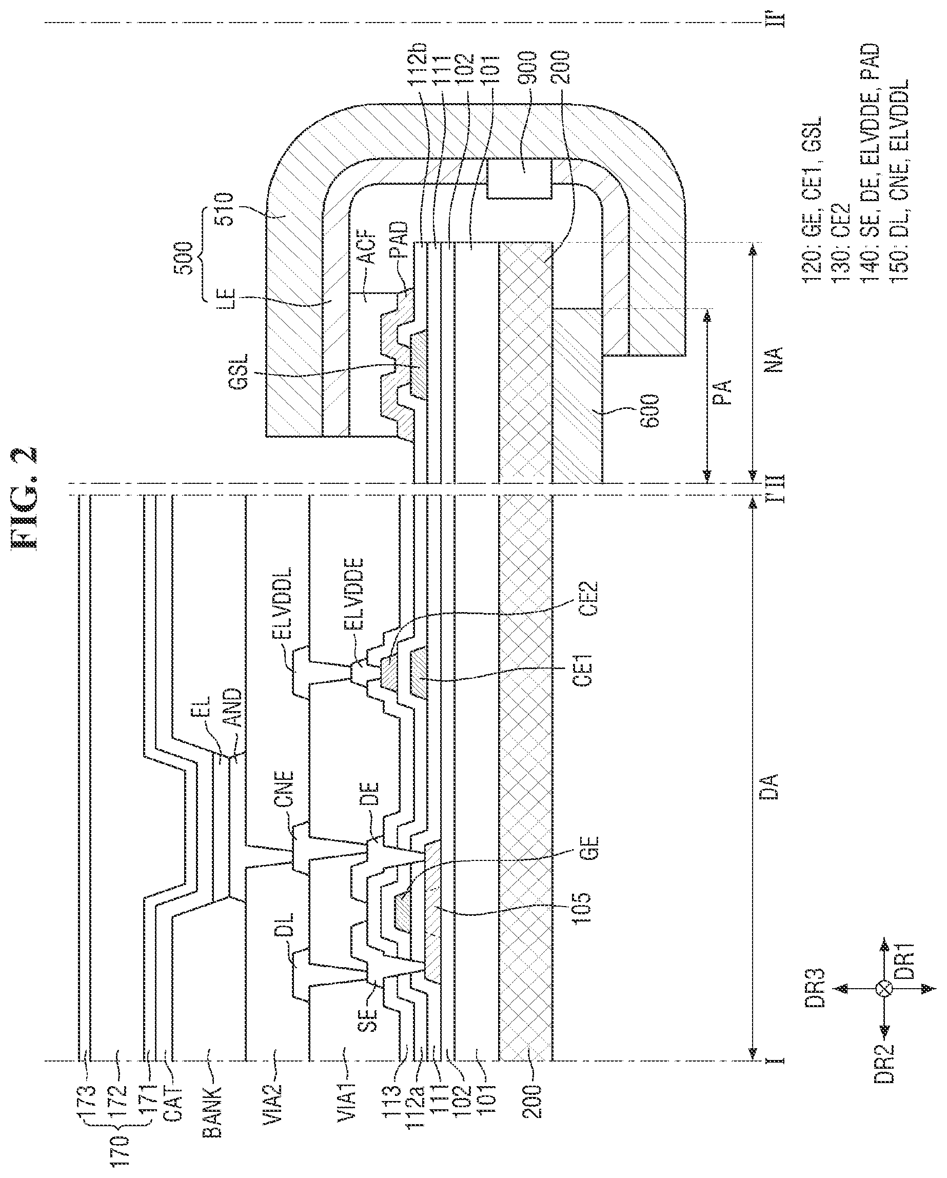 Patent US12615931 Figure 2 – Anisotropic conductive film and display device including same