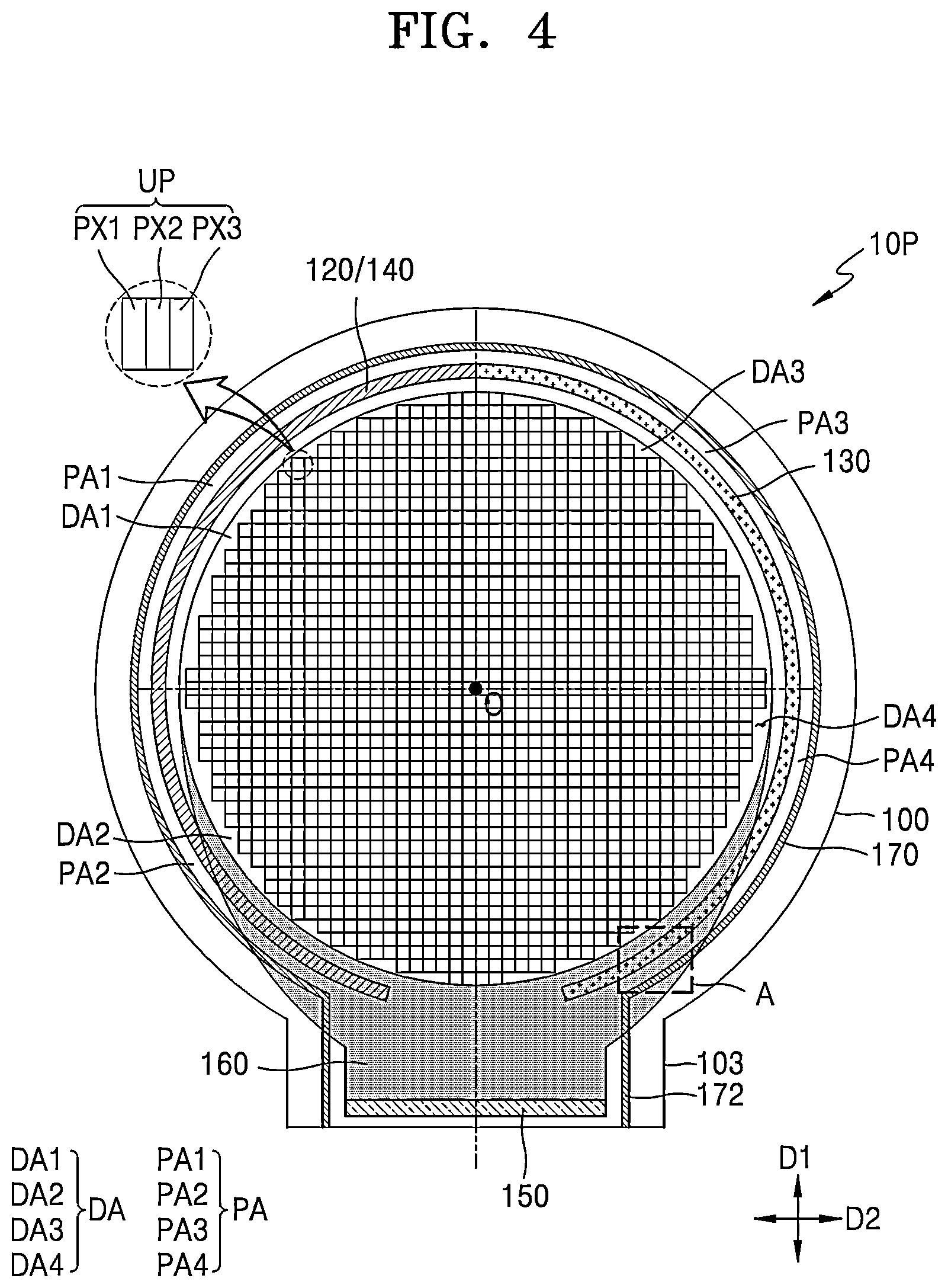 Patent US12615936 Figure 4 – Display device including a common power supply line disposed in a peripheral area and overlapping a fan-out part