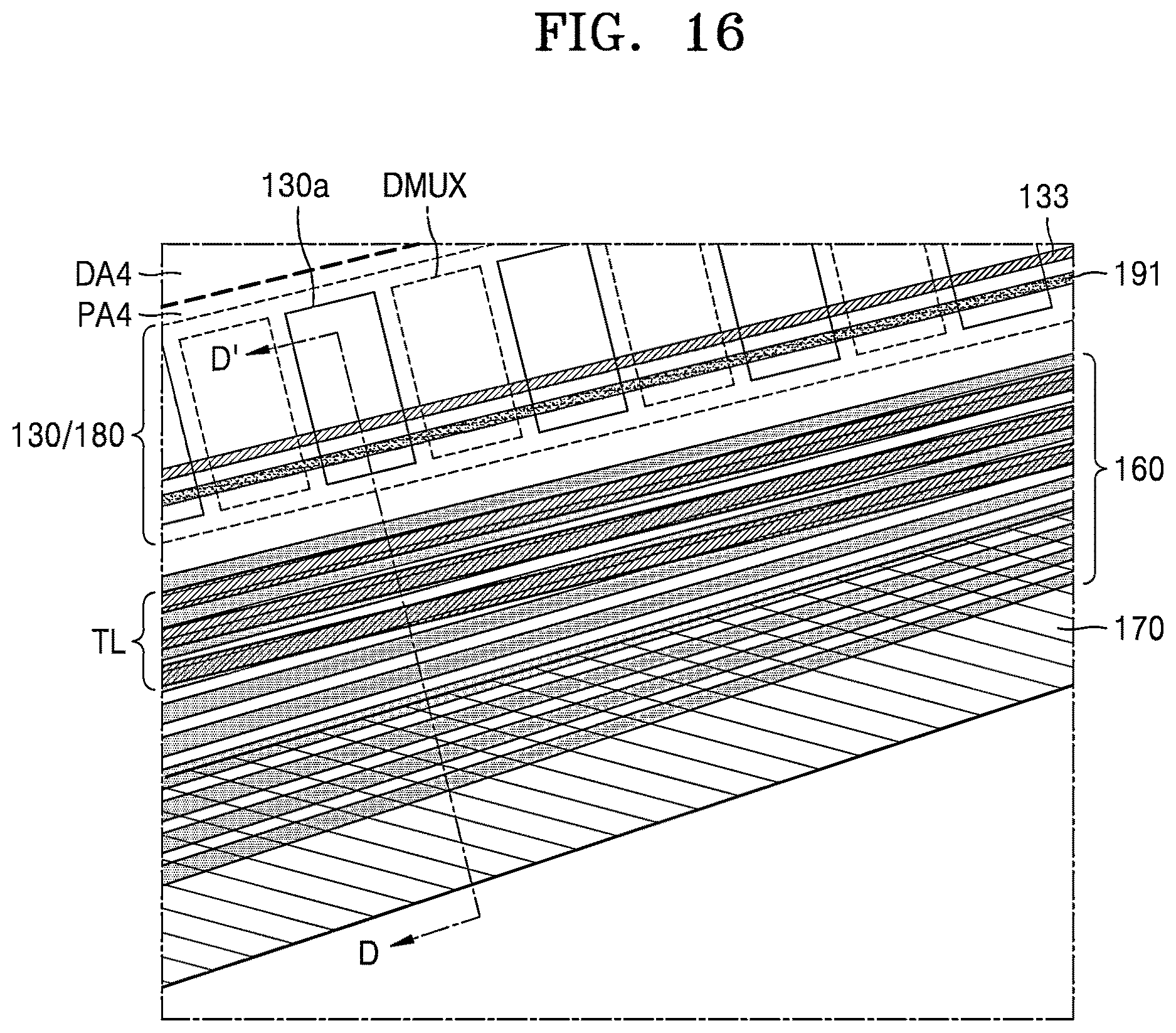 Patent US12615936 Figure 16 – Display device including a common power supply line disposed in a peripheral area and overlapping a fan-out part