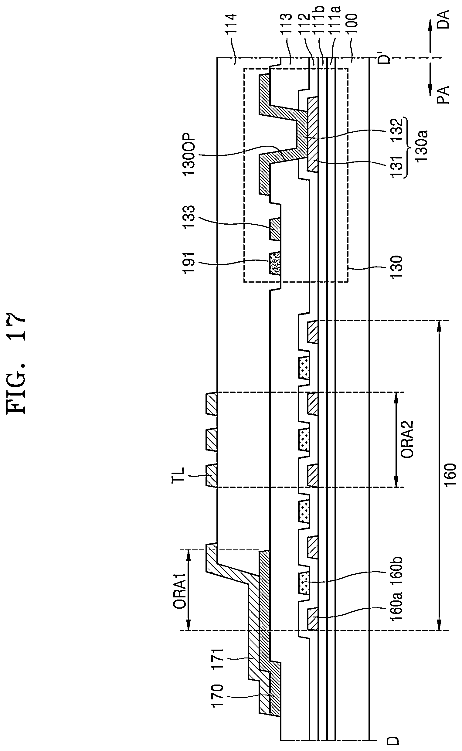 Patent US12615936 Figure 17 – Display device including a common power supply line disposed in a peripheral area and overlapping a fan-out part