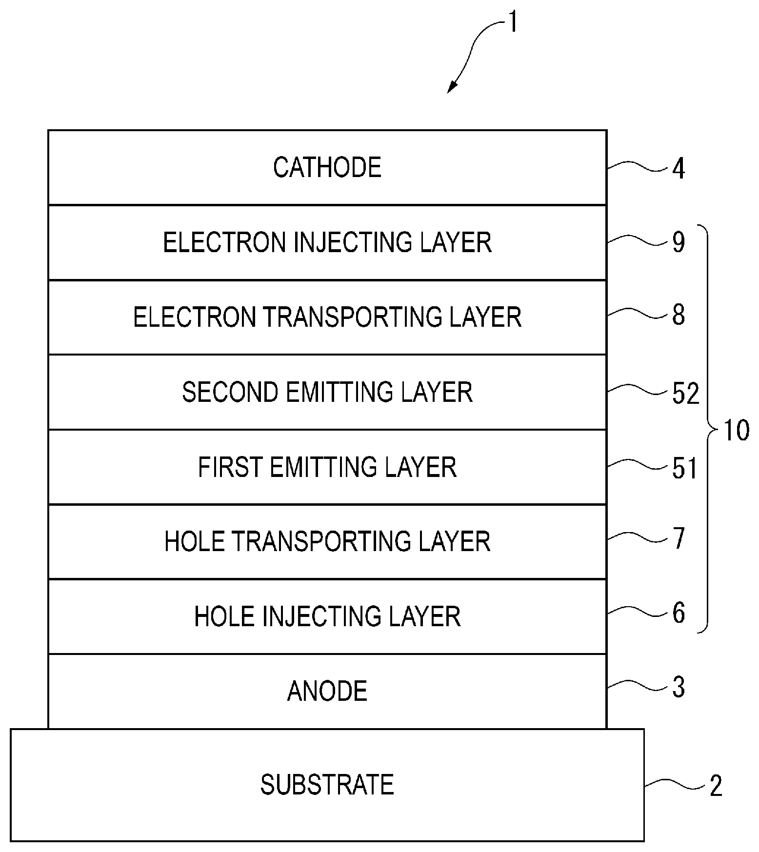 Patent US12615961 Figure 1 – Organic electroluminescent element and electronic device