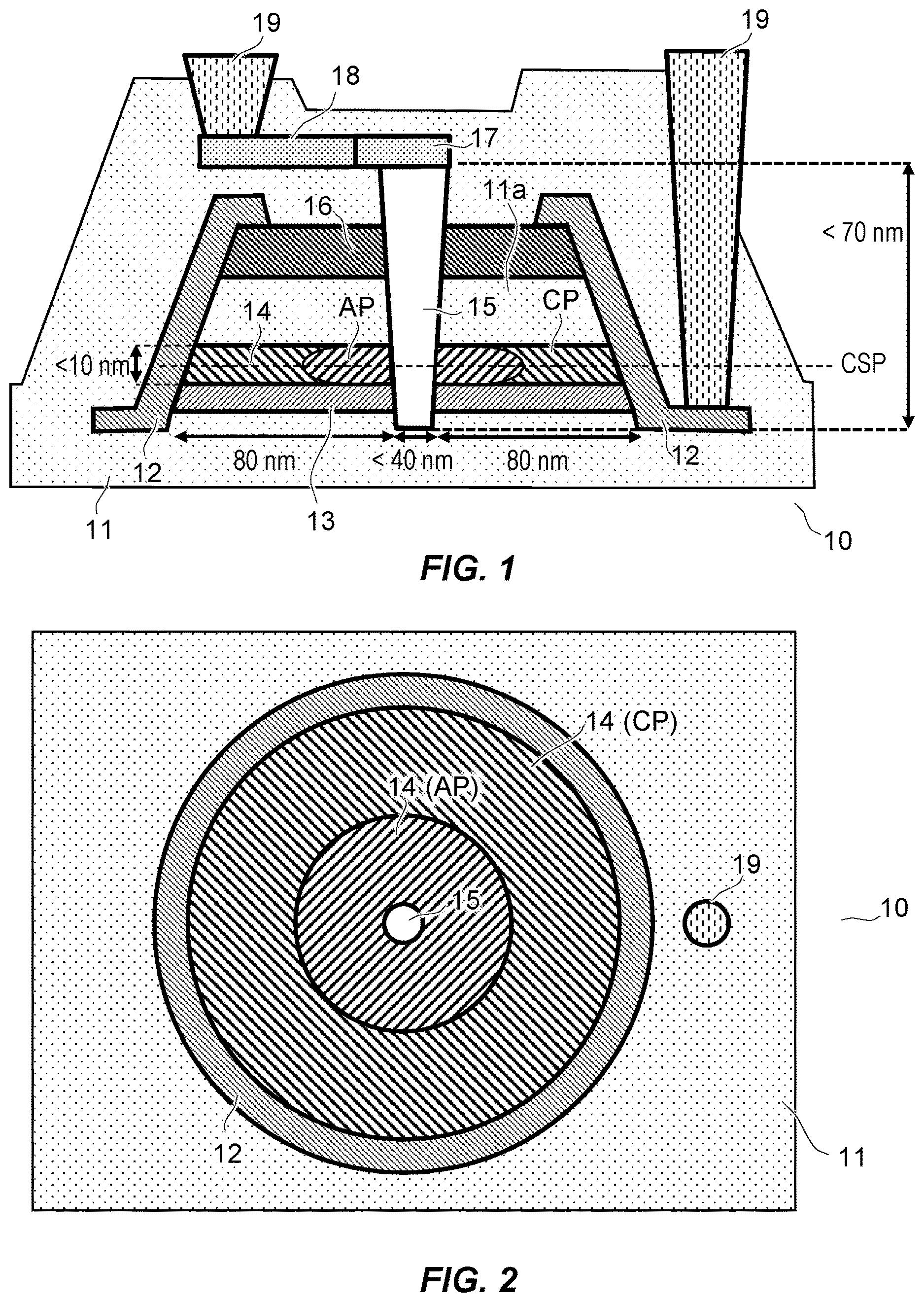 Patent US12615970 Figure 1 – Ultra-thin phase-change memory device with lateral electrode configuration